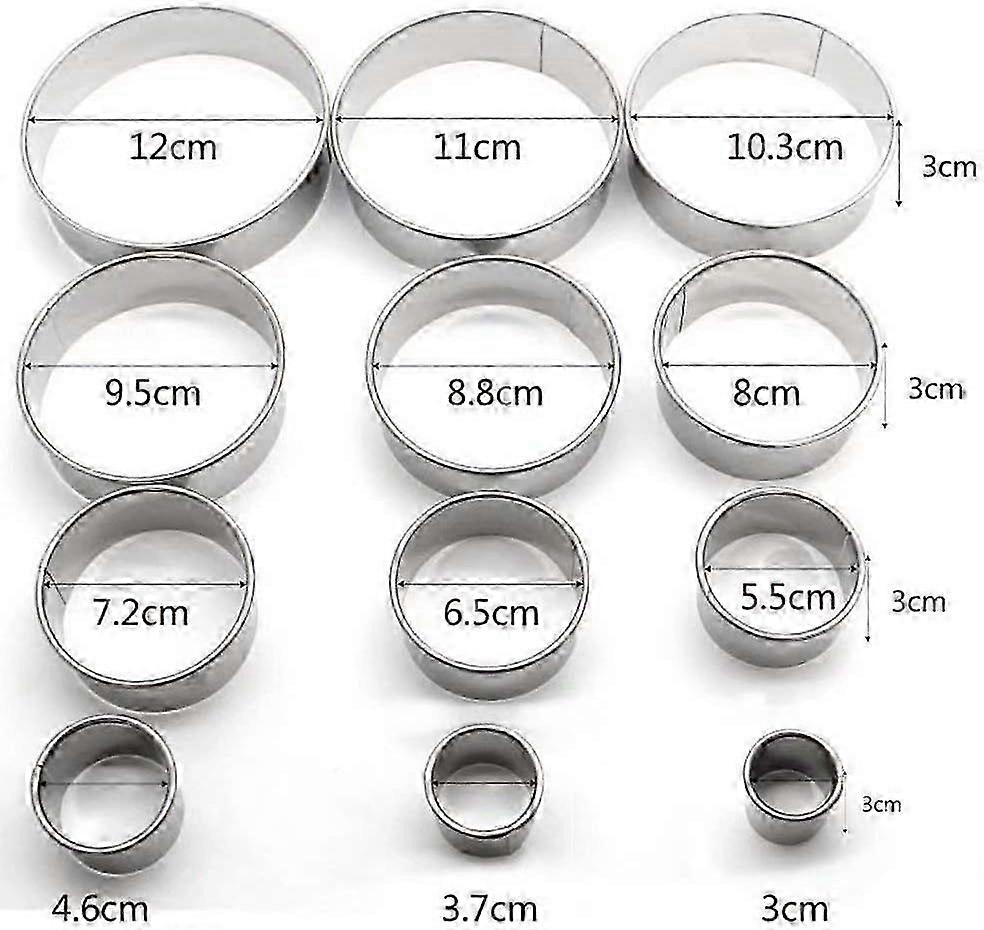 Round Cookie Cutter High 12 Piece Cookie Cutter  With Storage Box - For