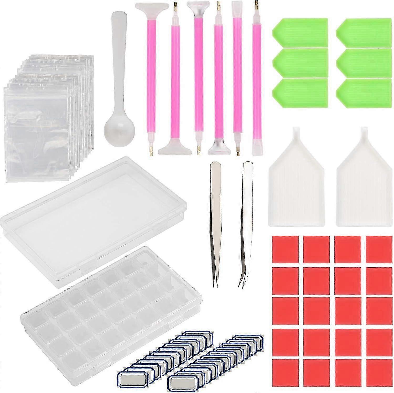 134 Pcs Diamond Embroidery Tools, Diamond Painting Accessory Kit with Storage Box, Quick Pen Stitch, Glue, Plate, and Label for DIY Craft