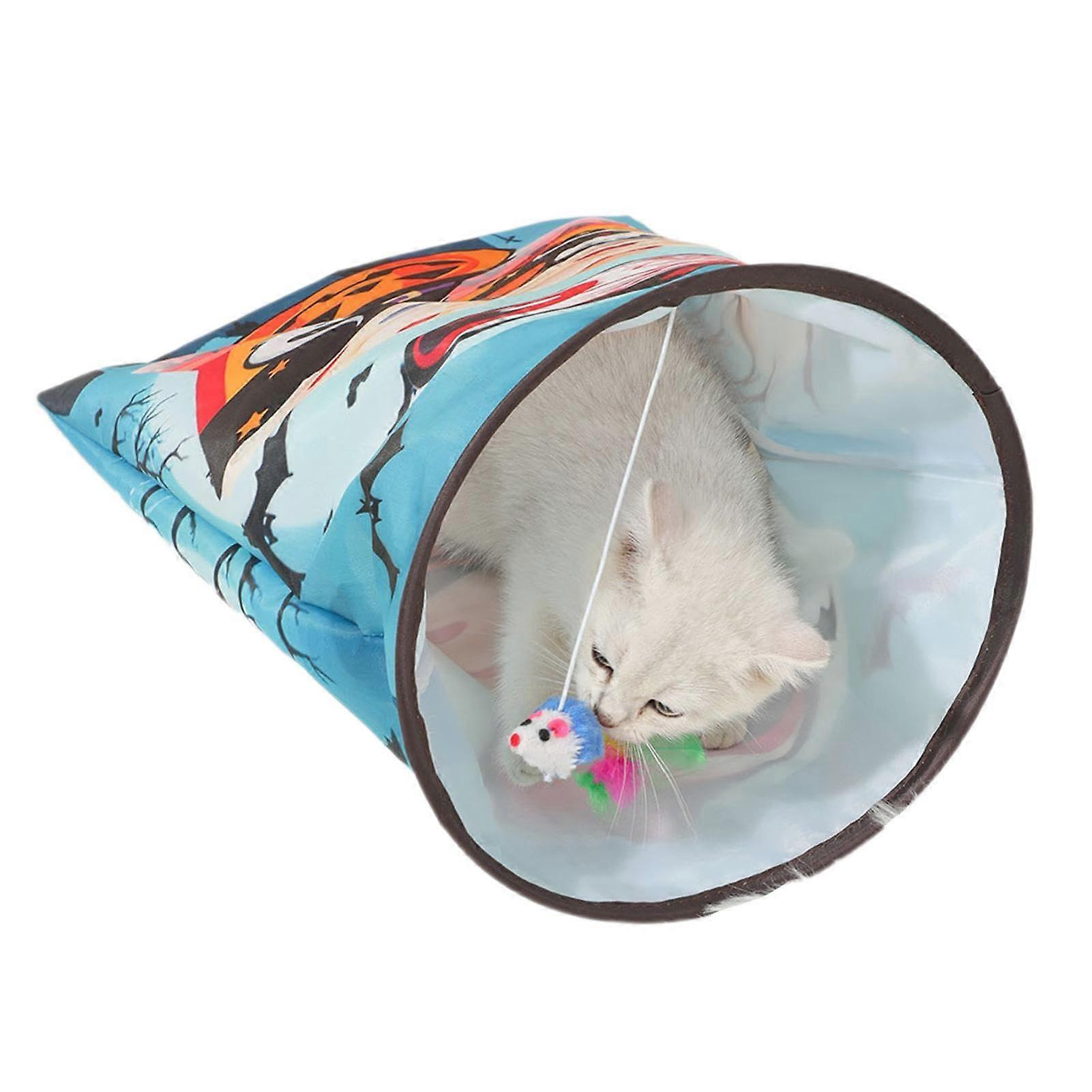 Sturdy Pet Tunnel Foldable Portable Cat Tunnel Small Animal Play Tube Durable Activity Tunnel for Pets with Robust Construction Pumpkin Color