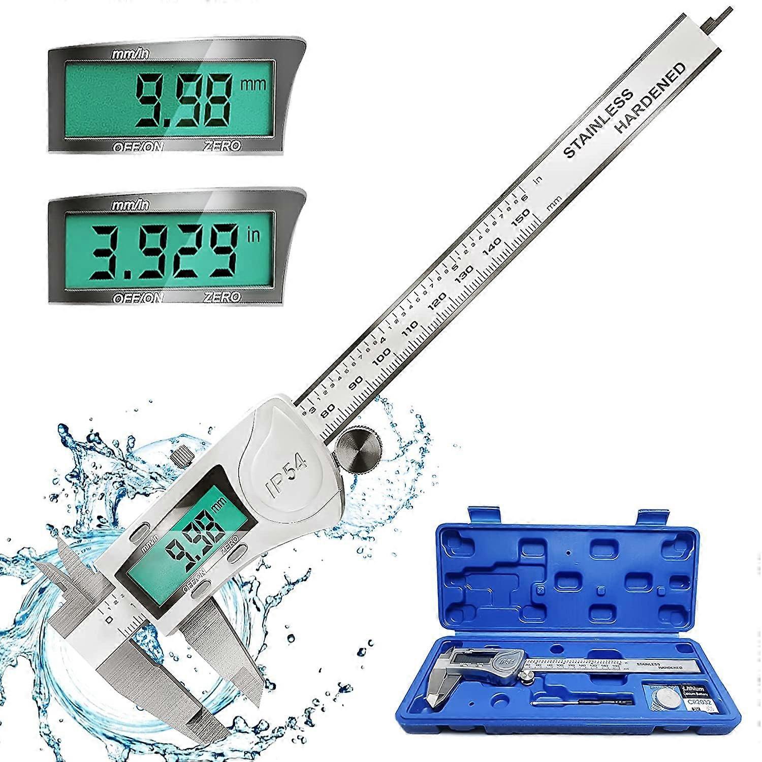 Digital Vernier Caliper 150mm/6'' , Digital Vernier Micrometer Tool, mm/inch, 2 Battery