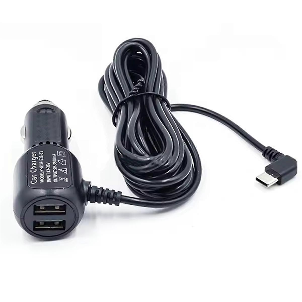 Type-C USB Car Charger Adapter 5V 3.5A for Dash Cam Car Radar Detector GPS Camera DVR, Wire Length