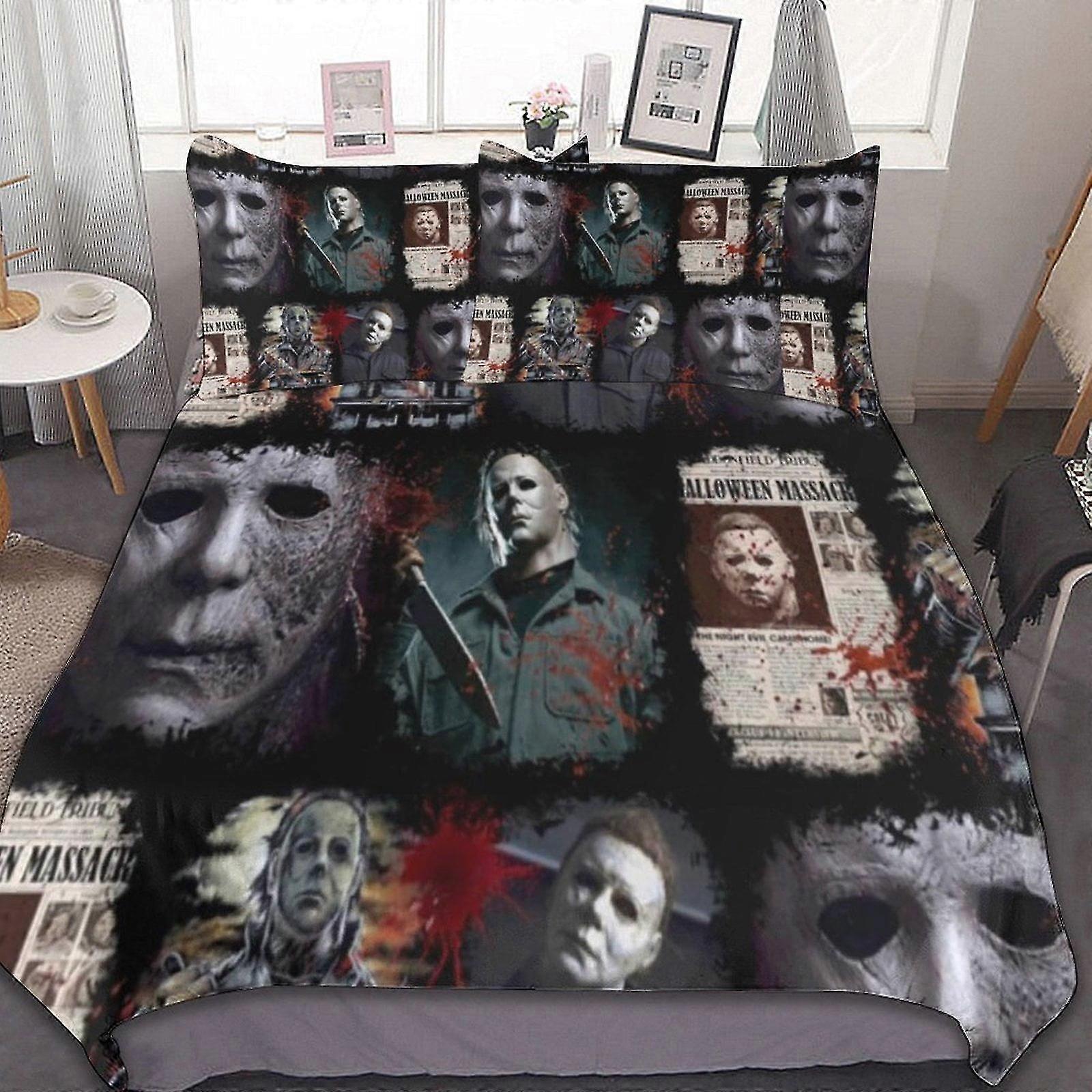 Suitable for Halloween 3 Pcs Bed Sheets Set Breathable Duvet Cover with 2 Pillow Sham Soft All Seasons Bedding Set