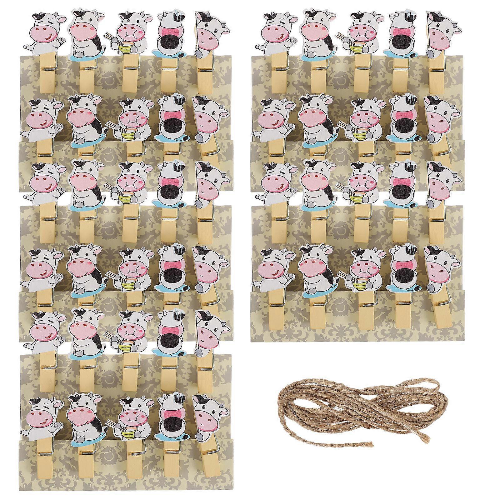Memos Fixed Clips Cow Shaped Clipping Notes Everyday Use Composite Material 4x2.5x1.5cm 50Pcs