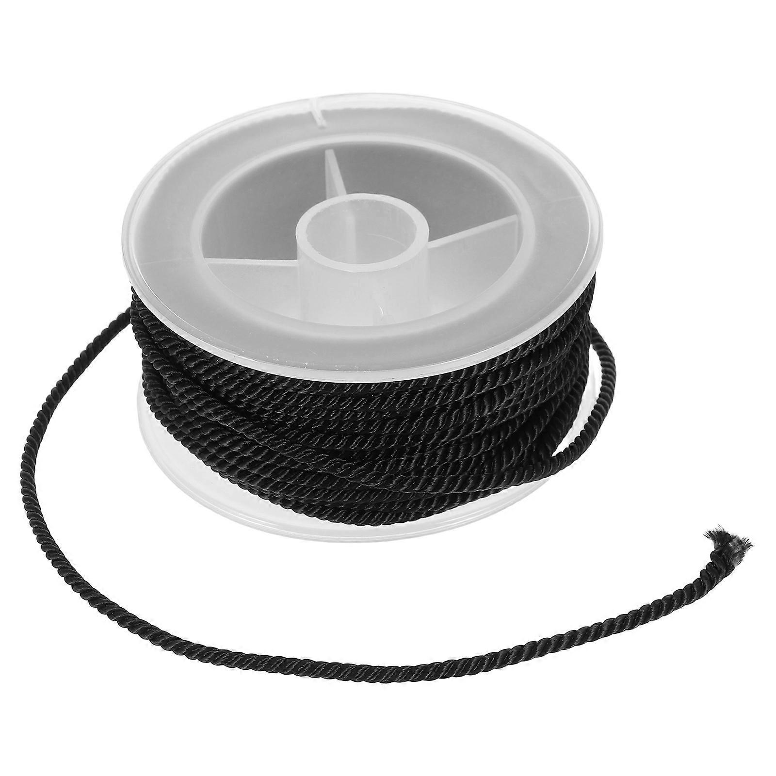 1 Roll Black Braided Beading String for DIY Jewelry Making – Twisted Twine Cord for Crafts and Weaving Projects
