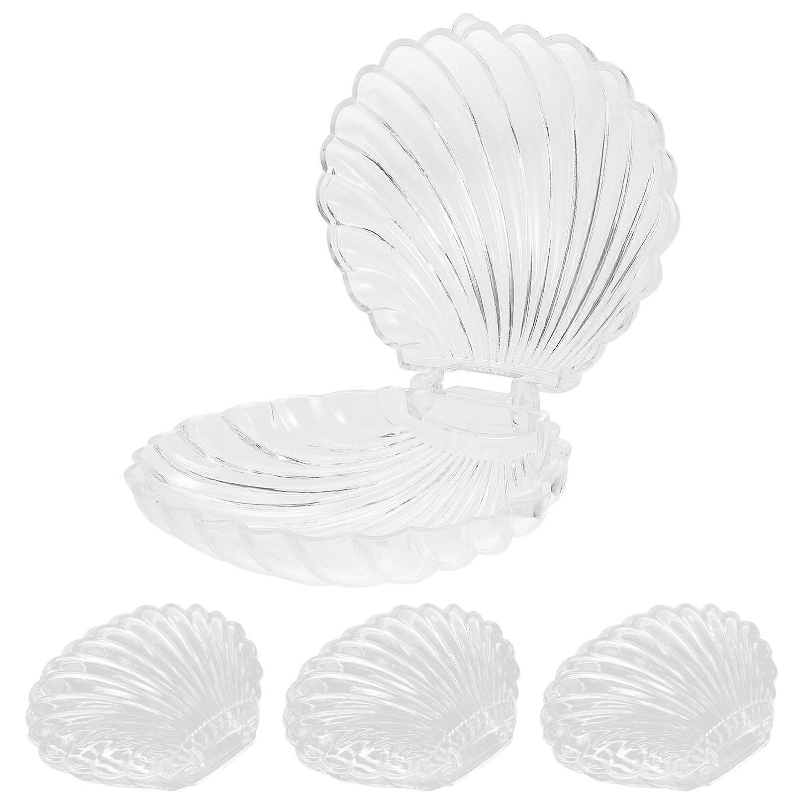 Sea Shells Storage Box Mini Sea Shells Containers Party Favor Candy Box Jewelry Storage Box Transparent 4Pcs for Engagements Special Occasions