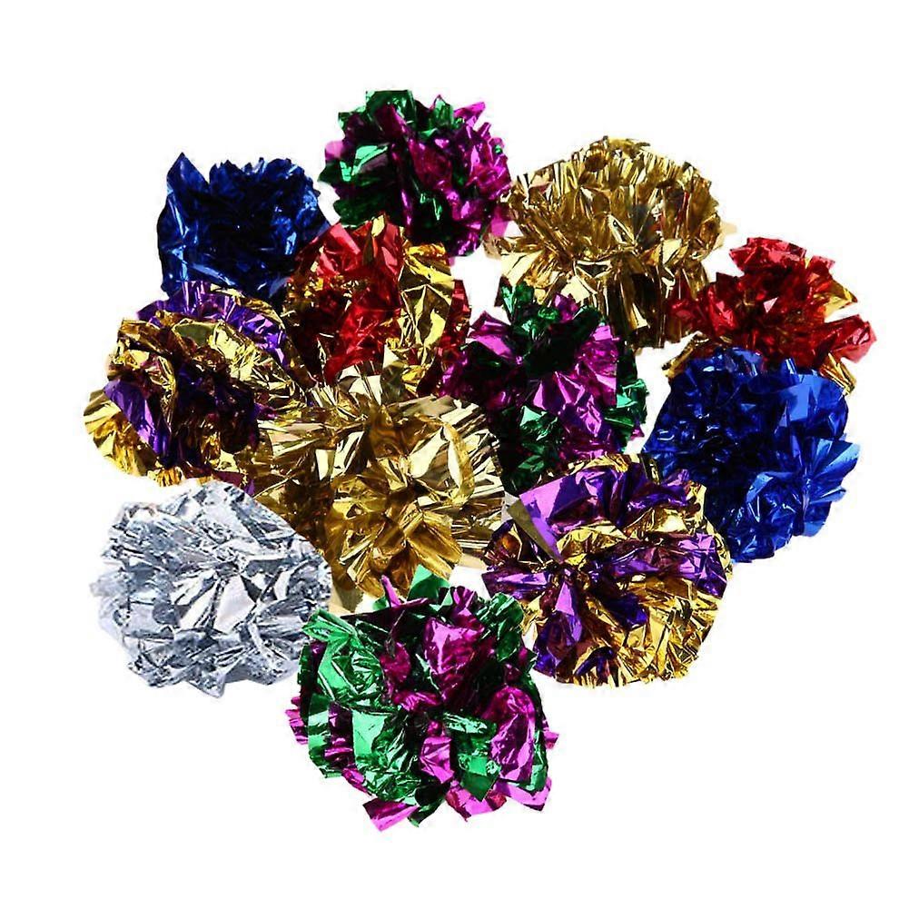 12 Cat Crinkle Balls Large Nylon Interactive Toy Balls for Cats, 3 Inches, Assorted Colors, Durable and Noiseless