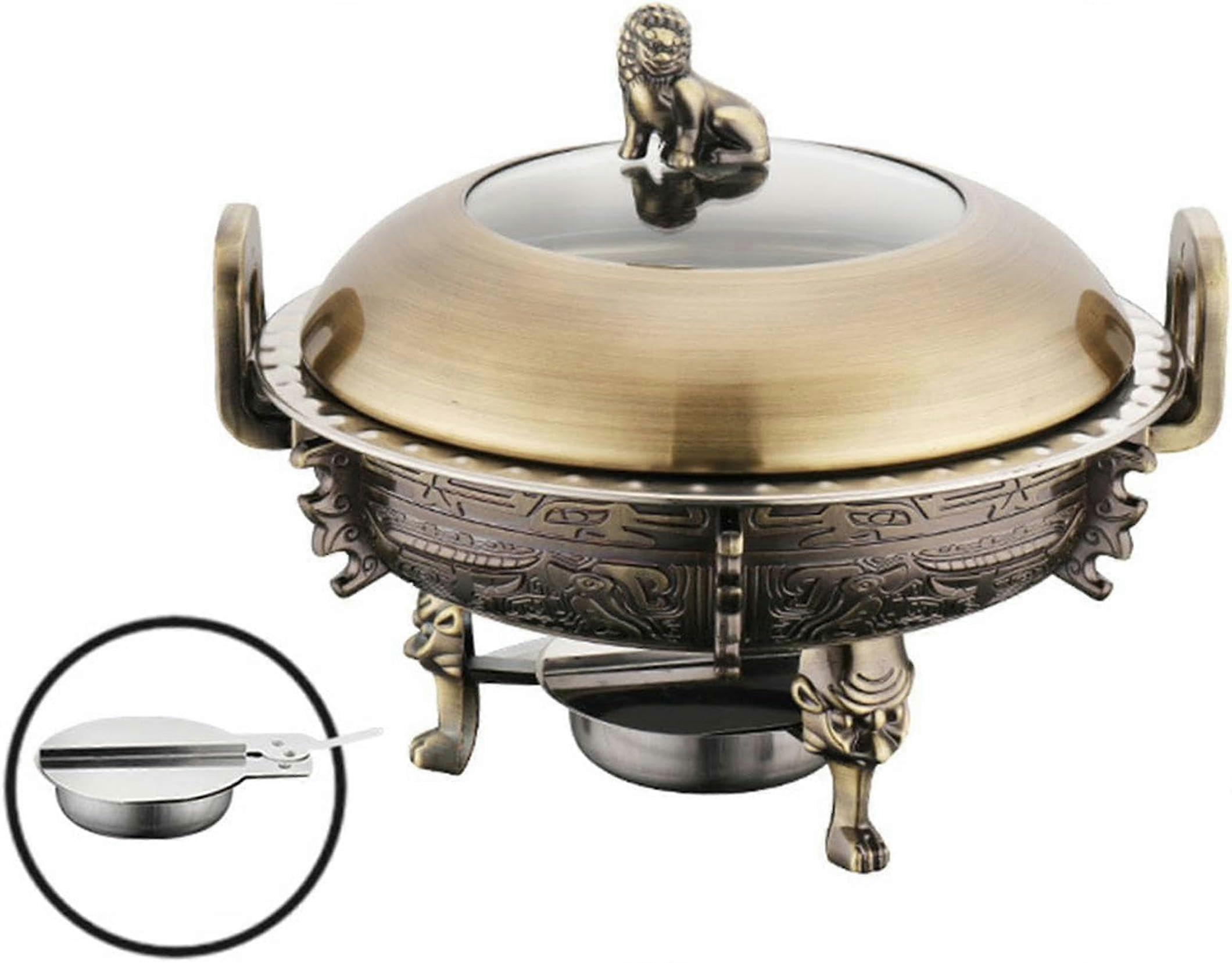 ChafingDishBuffetSet with stainless steel lid, fullsize round chafing dish, food containers, stand, viewing window