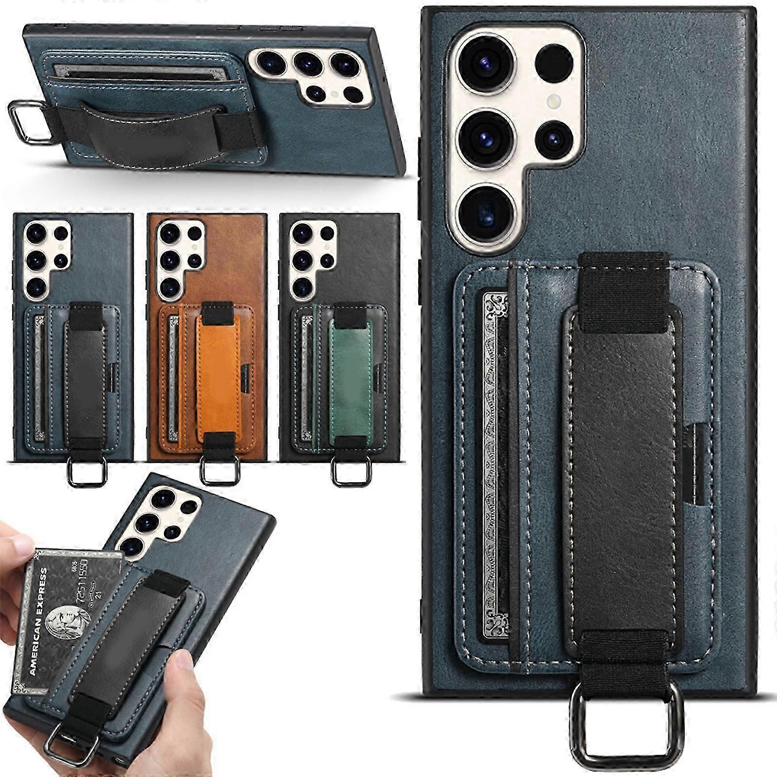 Case for Samsung Galaxy S24, Wallet Case with Card Slots, Wristlet And Kickstand Shockproof Protective Case