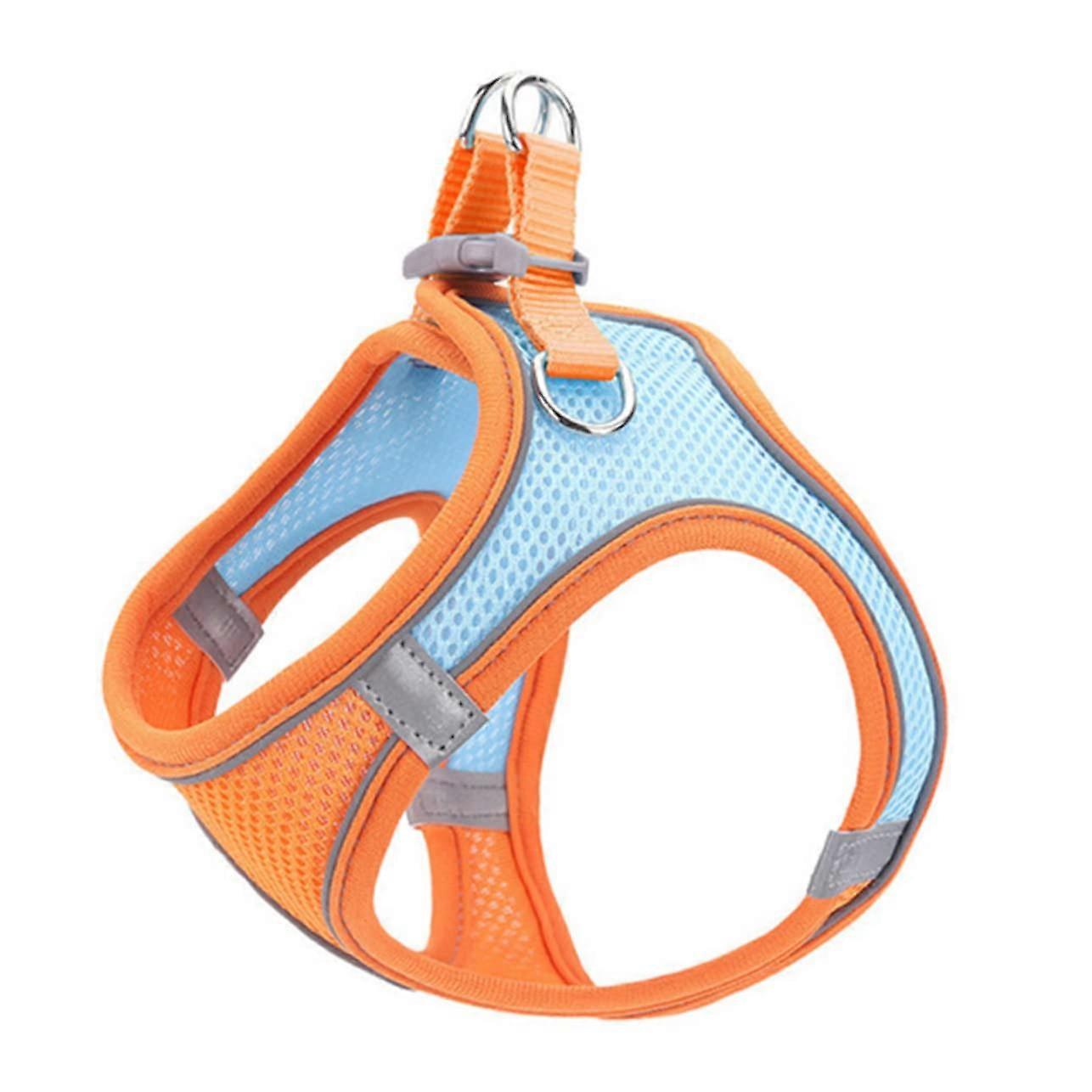 Reflective, breathable, and adjustable cat and dog harness made of durable material for small pets, suitable for walks and outings.