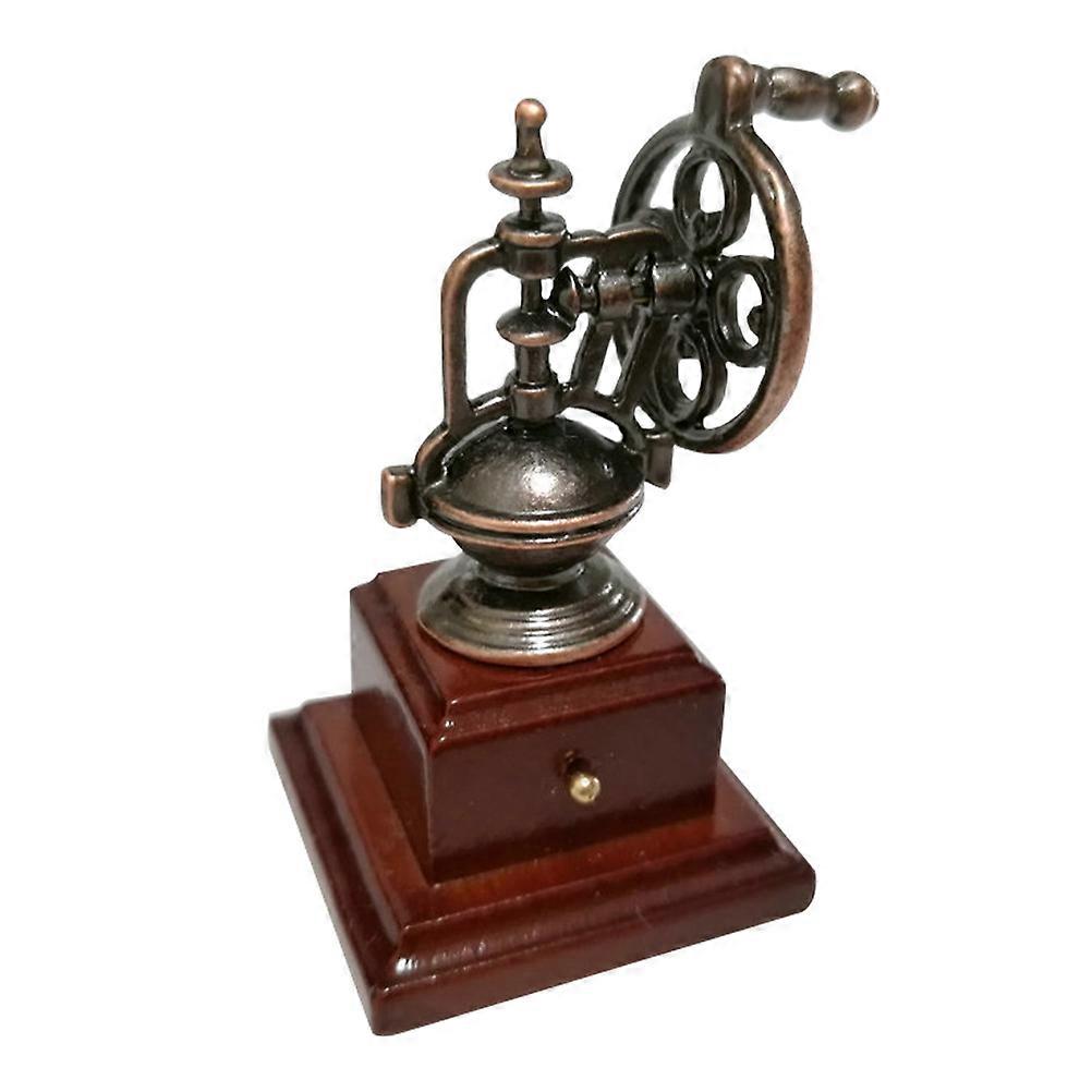Mini Coffee Machine for Doll House Decor Made of Alloy and Wood