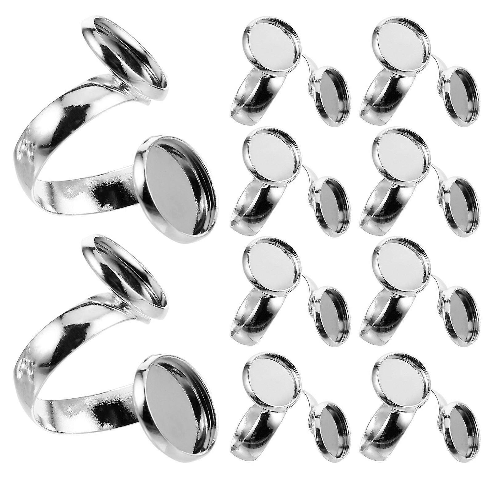 Diy Ring Blank Base Adjustable Ring Bases Silver Copper For Craft Projects 10Pcs