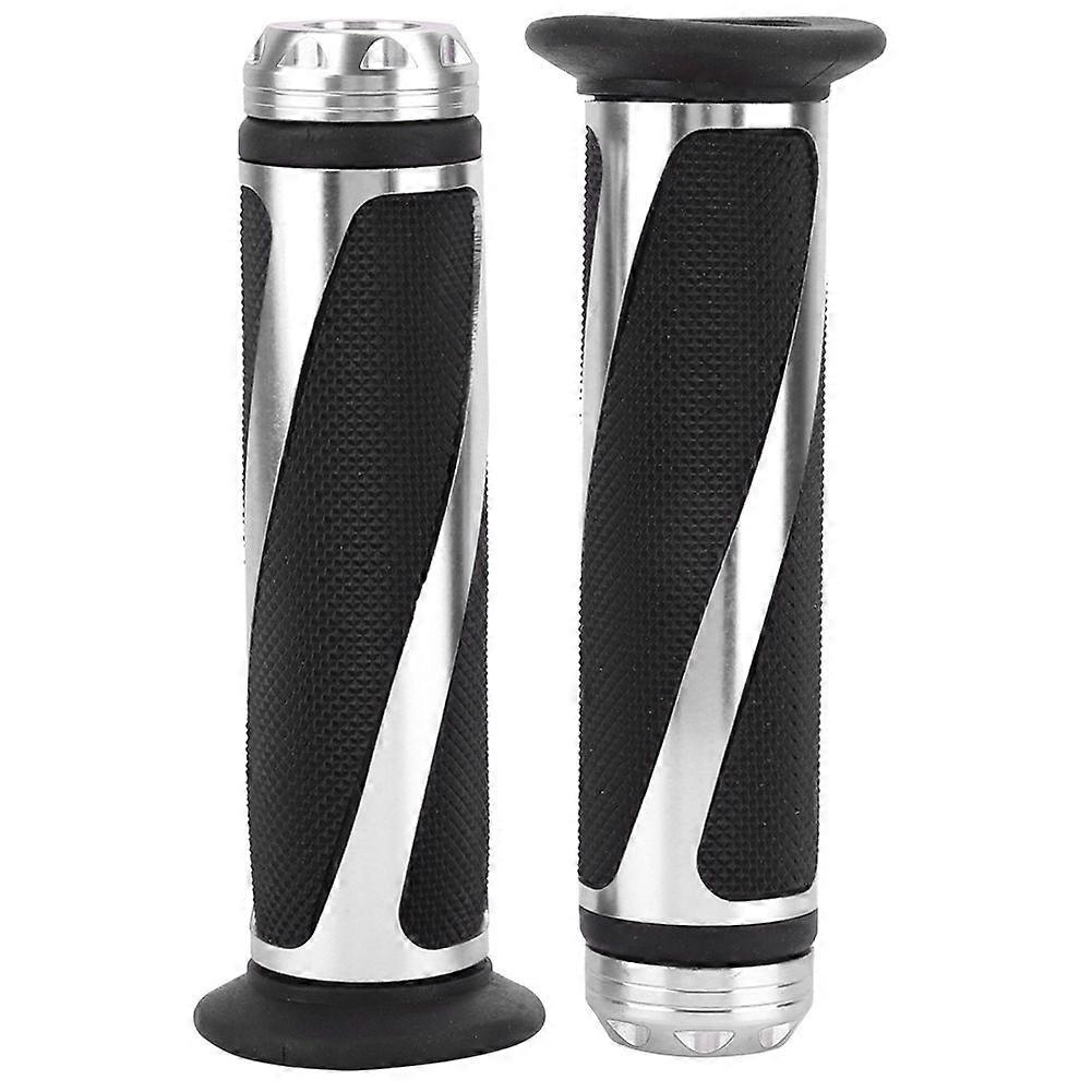 1 Pair Metal Motorcycle Throttle Handlebars Hand Grips Modification Accessory (Silver)YMQX)