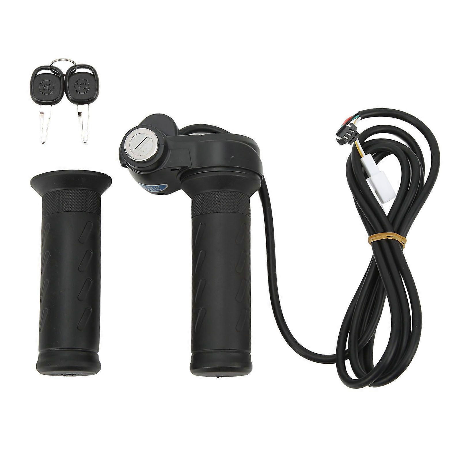 Electric Bike Scooters Twist Throttle Grip 5 Wires Bike Modified Speed Control Handle Grips with Keys for 22.5mm Handlebar YMQX)