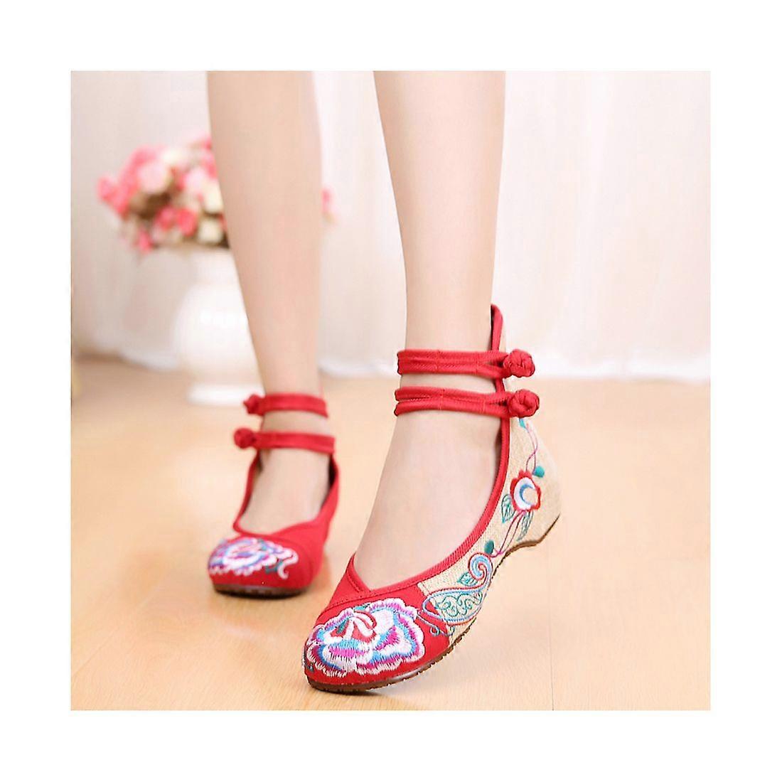 Old Beijing cloth shoes assorted color casual lace-up embroidered shoes slippers low-top inner heightened ethnic style shoes