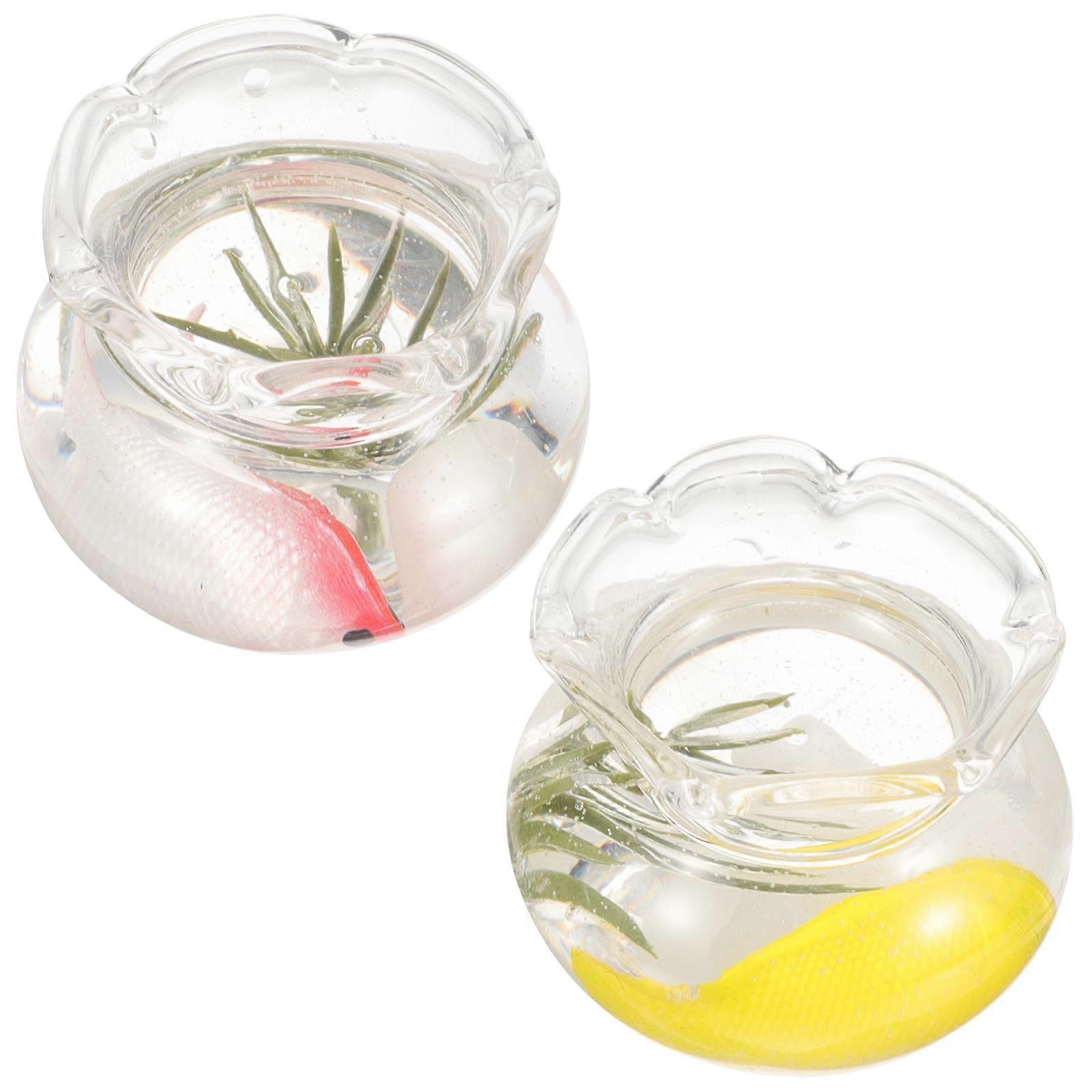 2pcs Mini Fish Bowl Models Random Style Carp Tank Accessories for DIY Crafting Fish Bowl Decor for Mini House and Landscape Layout