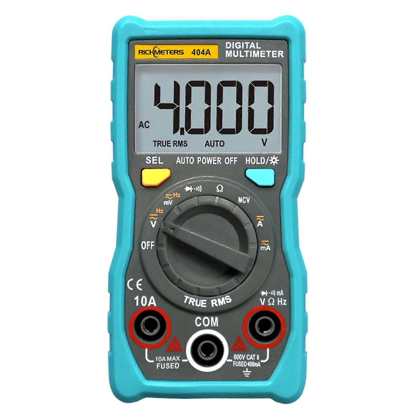 Richmeter 404A Digital Multimeter for Car Voltage and Current Measurement with Backlight, Portable Ranging Ammeter