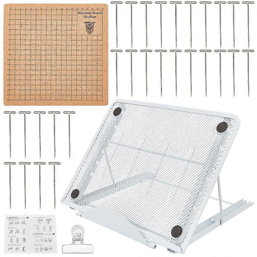 18 x 18 cm Macrame Board with Adjustable Stand, Grids, Crochet Accessories