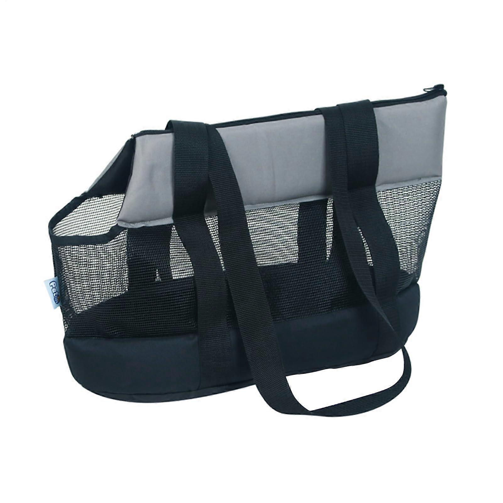 Pet Carrier Bag, Portable Foldable Cat Carrier with Shoulder Strap Black Grey
