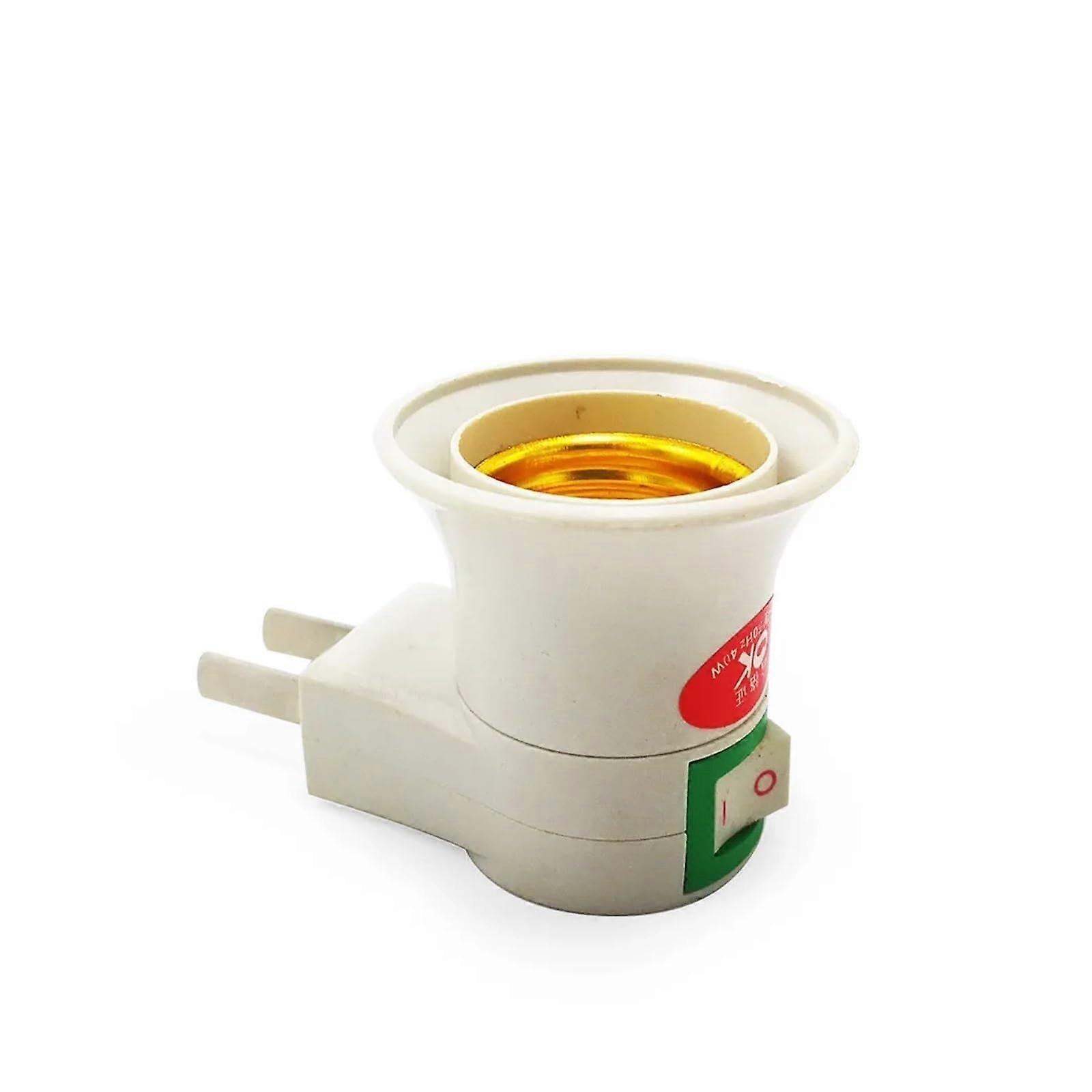 E27 Wall Mount Lamp Holder Converter E27 Switch Lamp Base Round Base Screw US EU Plug with On/Off Button LED Light Plug Socket (US Plug) E27 US Plug