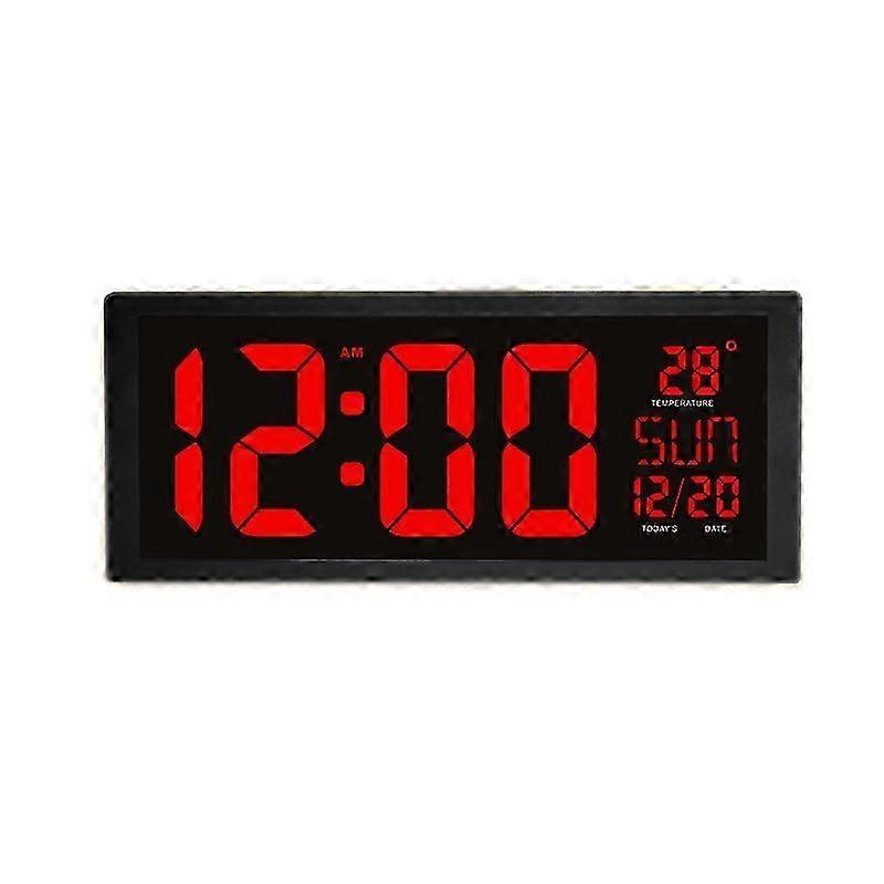 LED Digital Wall Clock Large Silent Alarm Clock With Temperature Display
