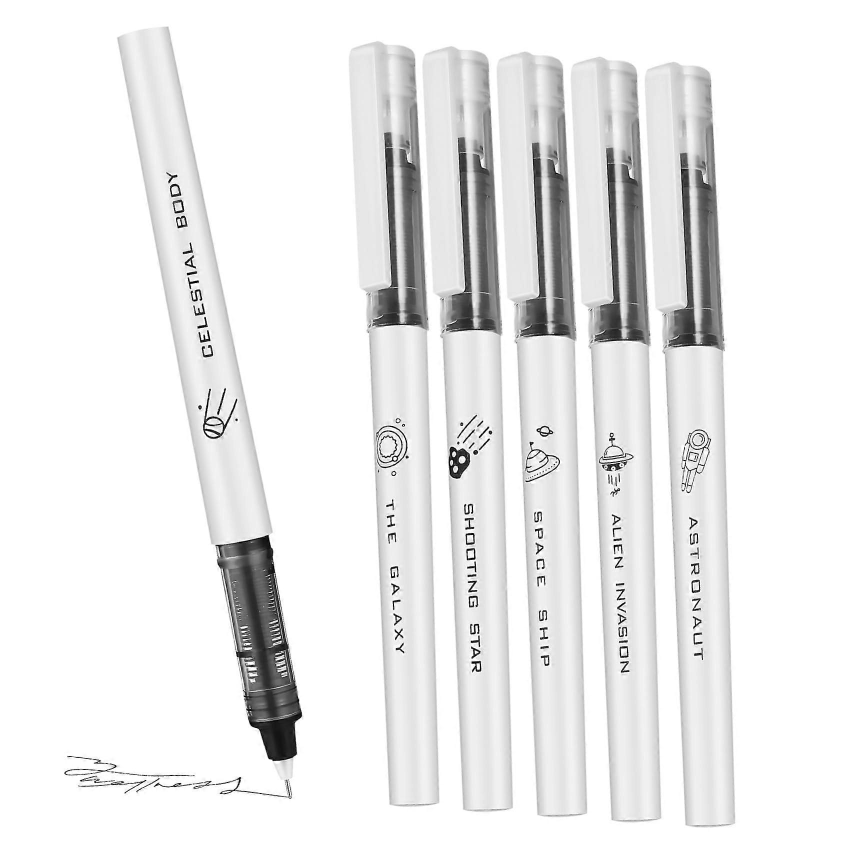 6 Pack Liquid Fine Point Pens, Quick-Drying Black Ink, Small Fine Tip Writing Tools, Plastic Fine Liner Markers