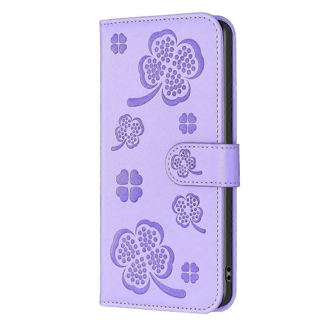 Leather case for Honor 90 Lite, embossed lucky flower bag, protective case with stand function