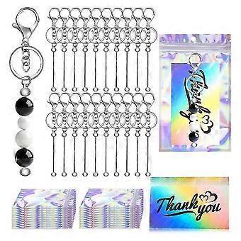 20PCS Beadable Keychain Bars, Blank Beadable Keychains Accessories for DIY Keychain Making,for Perso