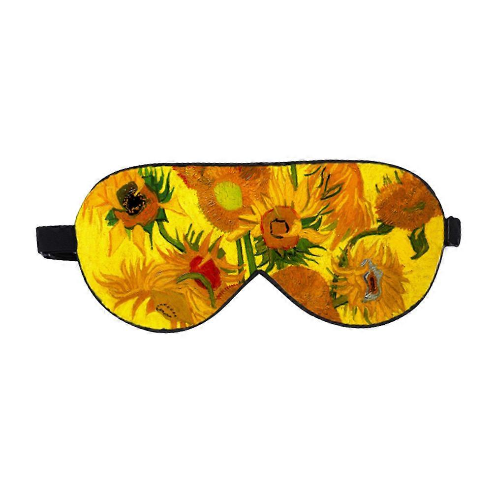 Eye Cover for Sleeping Sunflower Pattern Double Layers Sleeping Eye Patch Creative Eyeshade Silk Blindfold Shading Eyepatch Square 1Pack