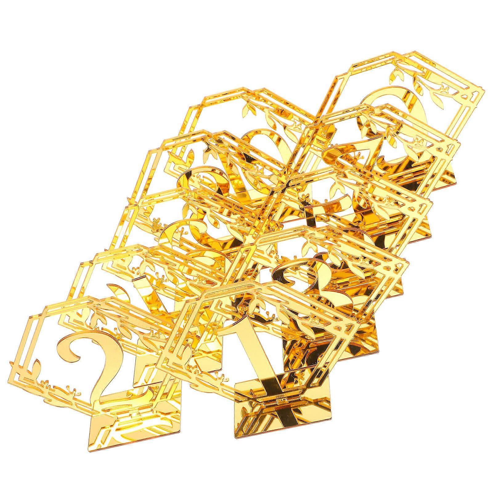 Golden Acrylic Reserved Sign for Wedding Decor Hexagonal Shape Table Numbers 110 Practical Banquet Seating