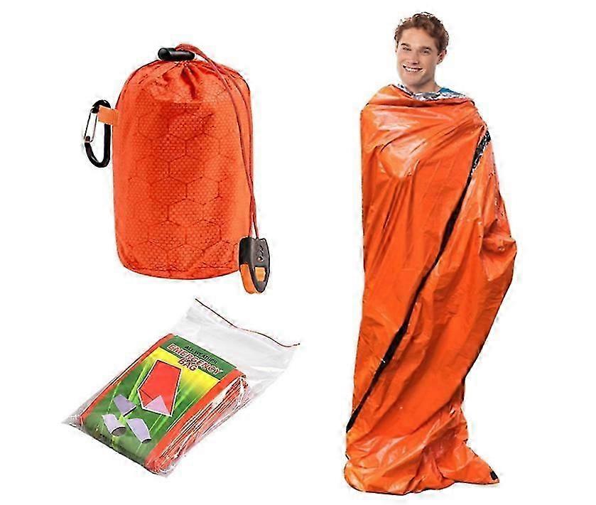 Sac de couchage d’urgence, sac de couchage de survie, sac de bivouac de survie, couverture d’urgence imperméable, tente tubulaire chaude, sac de bivouac thermique léger (orange