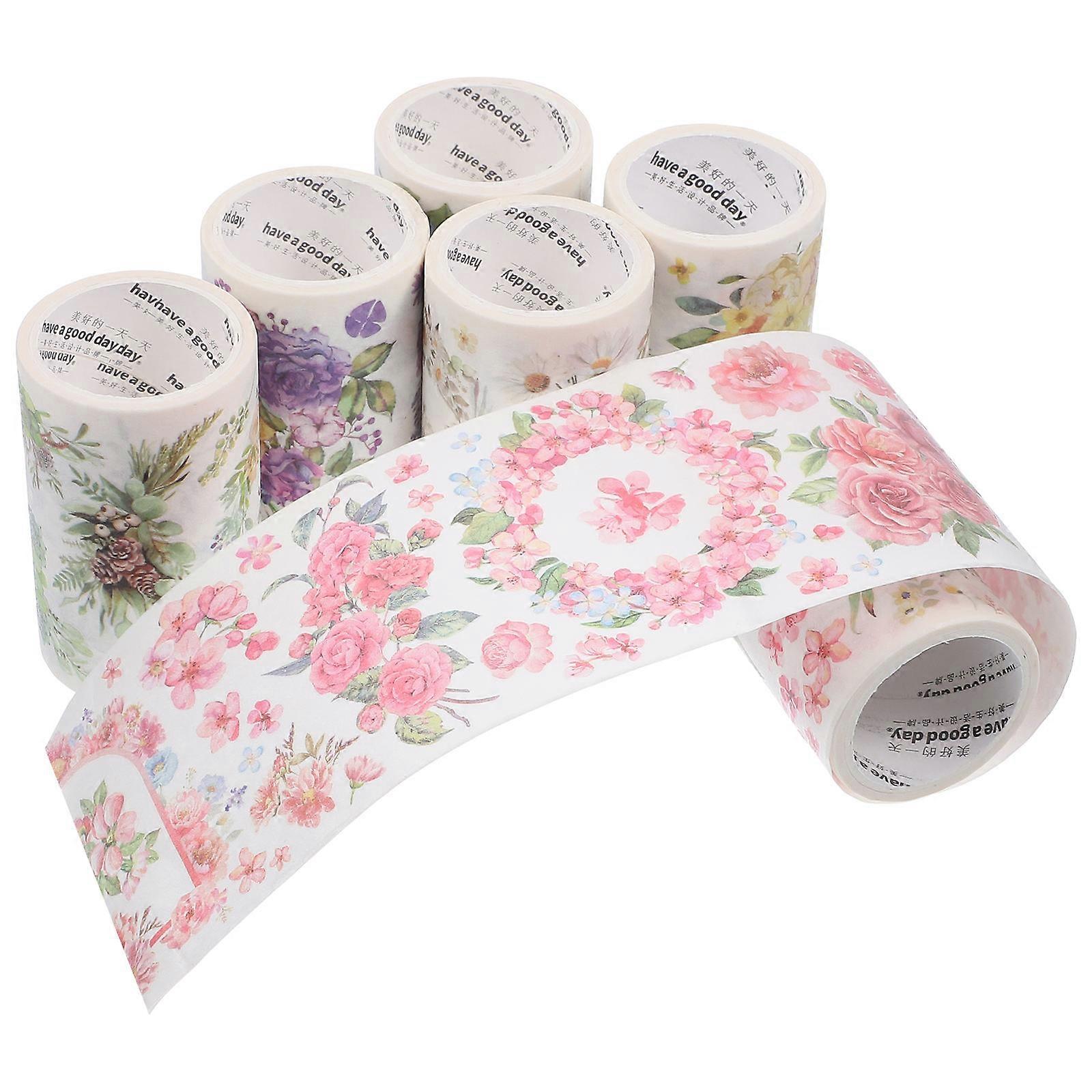 Decorative Craft Wasabi Tapes Flower Tapes Scrapbook Journaling Supplies Mixed Style 6Rolls