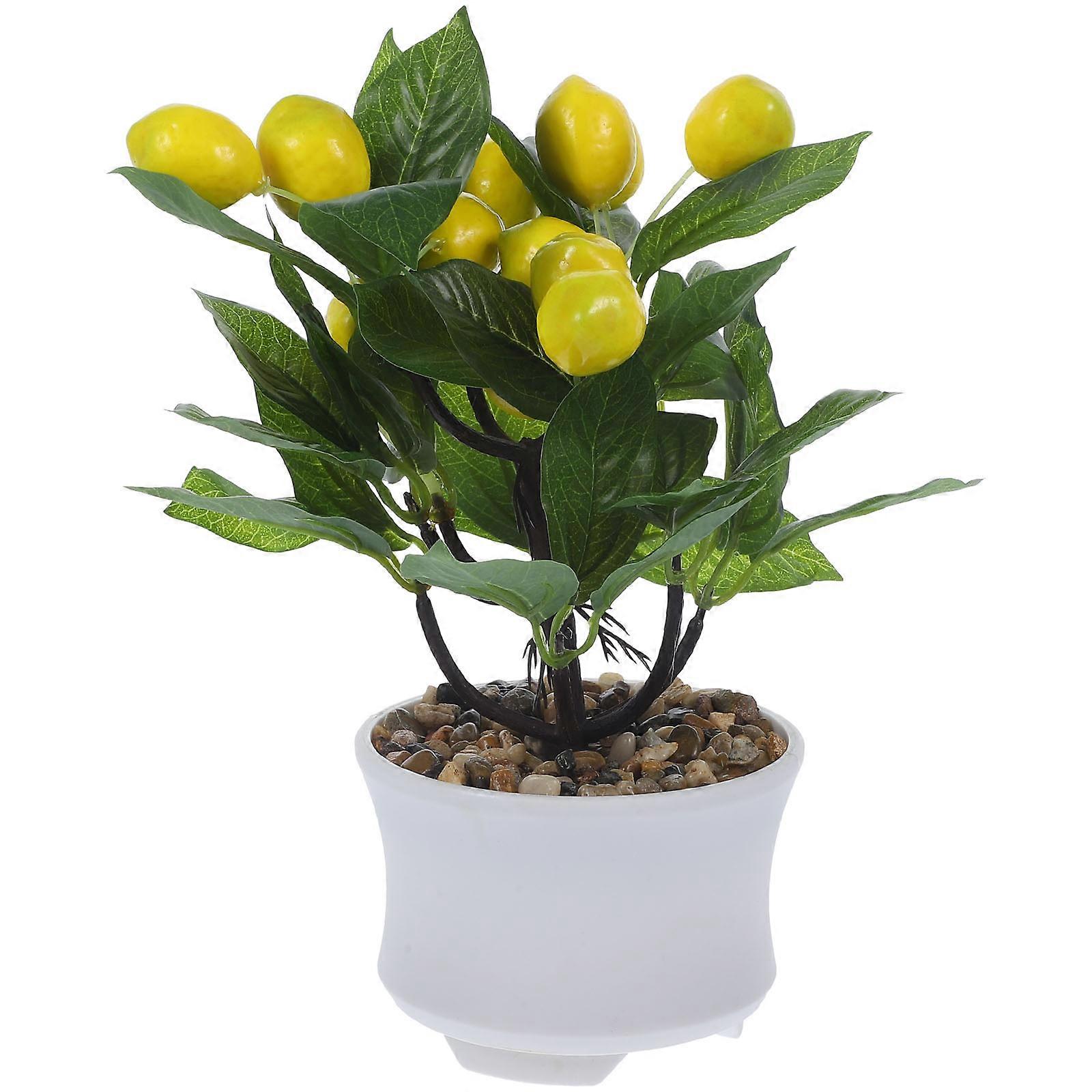 Artificial Lemon Tree Bonsai for Home Decoration Multi Color Plastic and Foam Easy to Inches