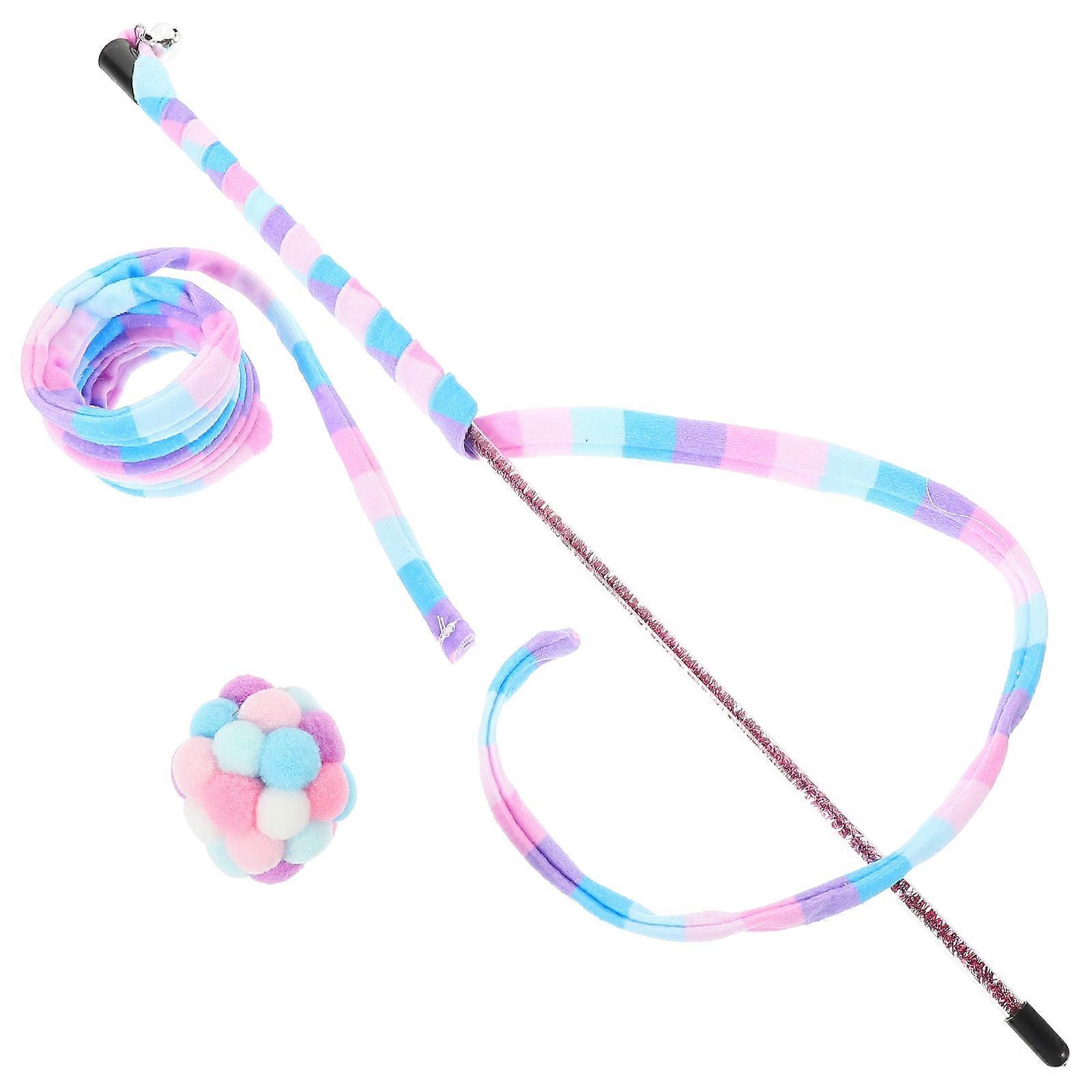 Cat Toy with for Indoor Cats Plush Teasing Stick 1 Set