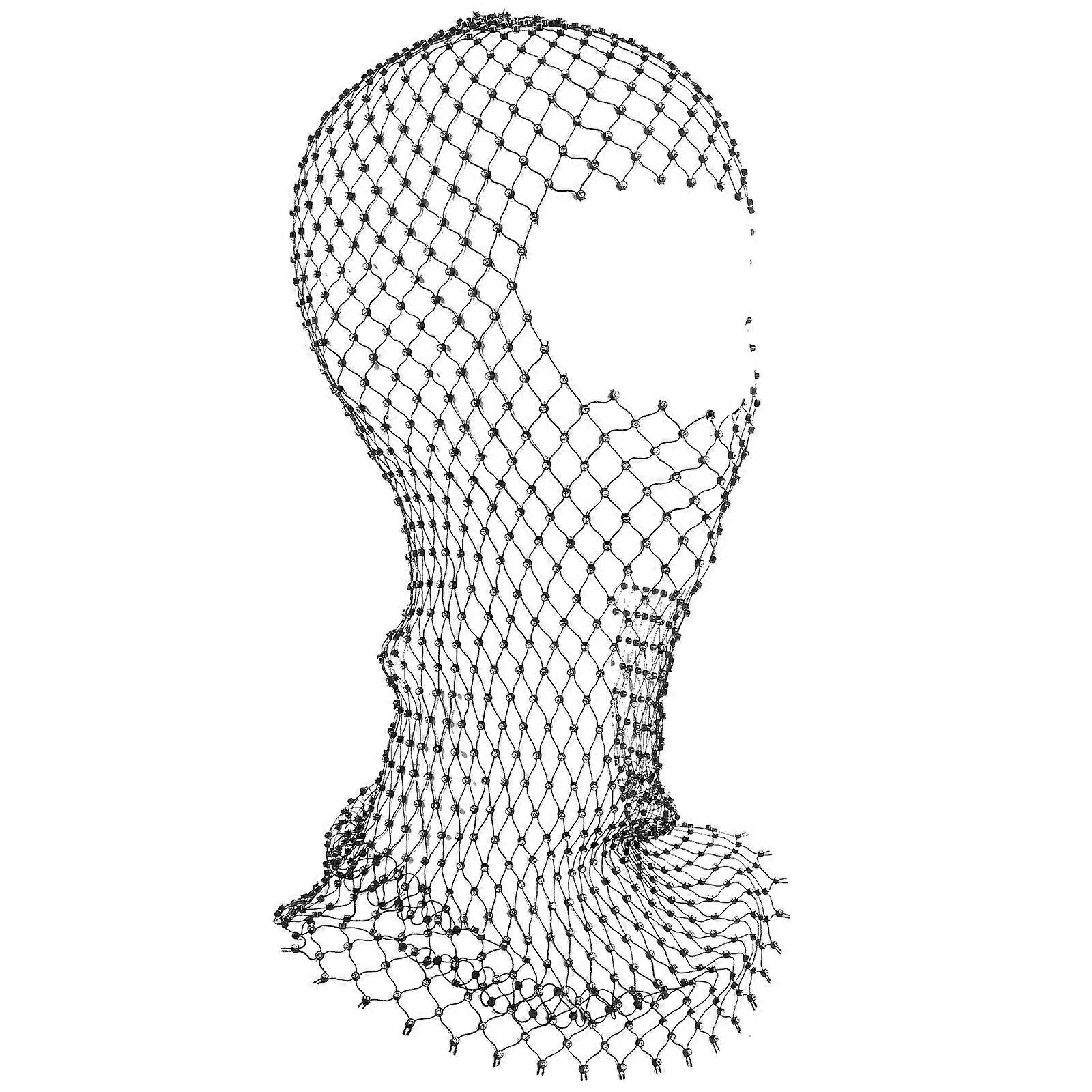 Black Rhinestone Mesh Face Mask for Women with Elastic Design and 6.5 Inches