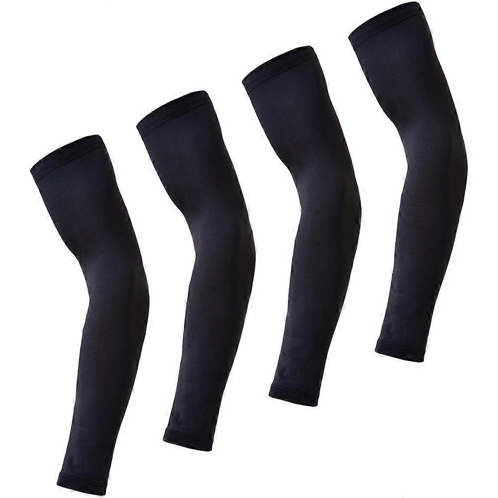 Black Cooling Arm Sleeves for Summer Outdoor Protection Lightweight Breathable and Elastic Chinlon Spandex