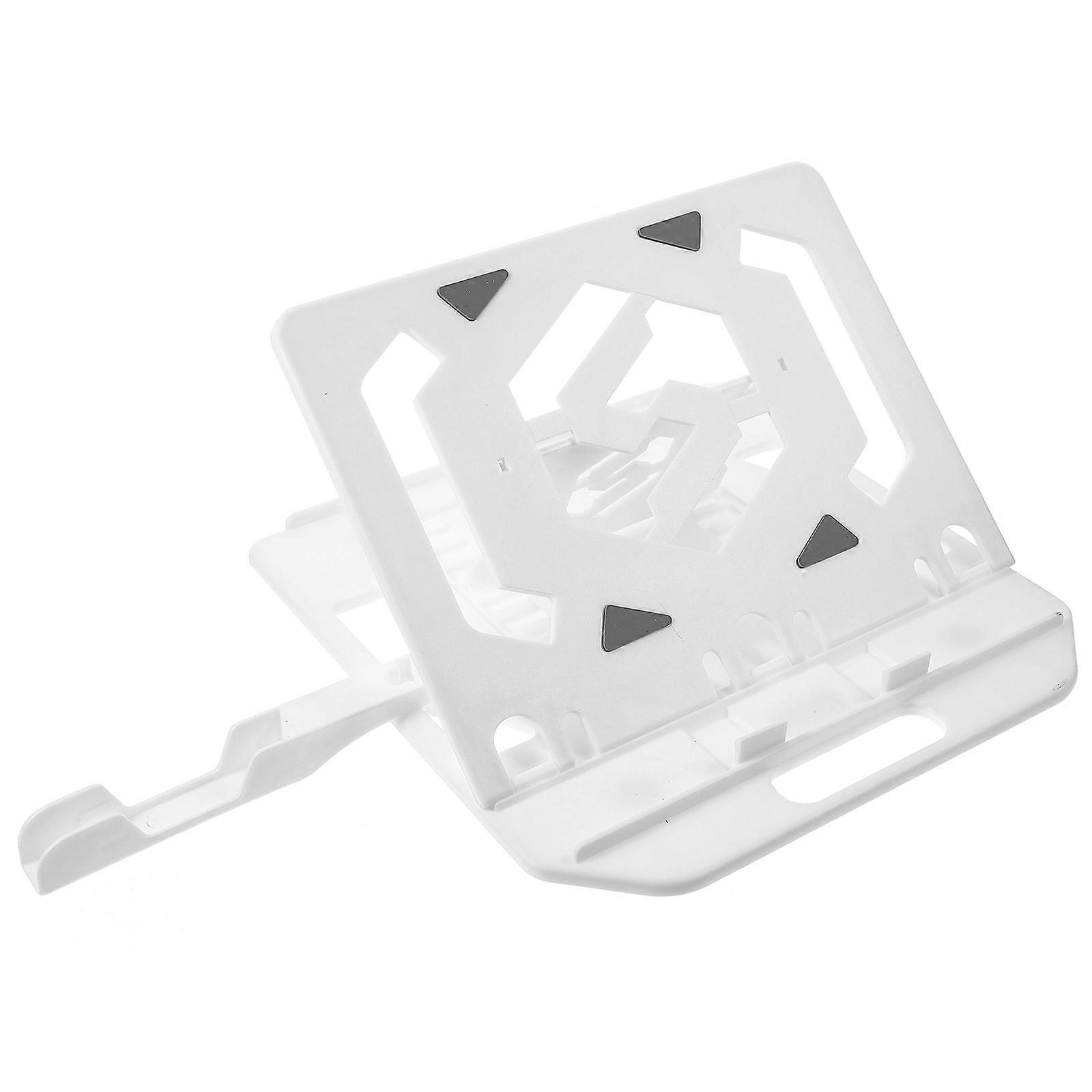 Folding Laptop Stand with Phone Holder Portable Adjustable Height for Home White Plastic