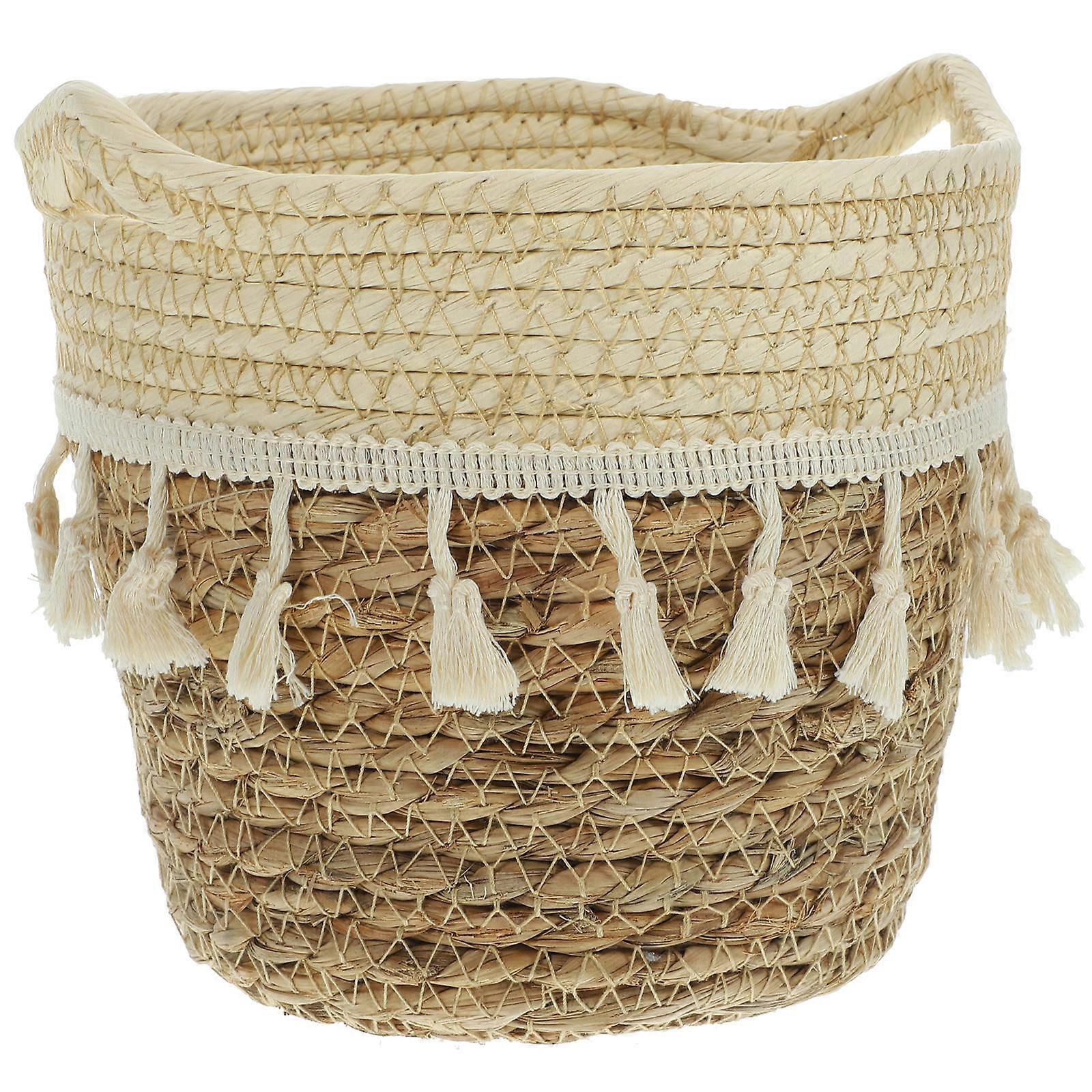 Cute Storage Bin Macrame Basket Bathroom Use Beige Square Waterproof Lining 1Pack