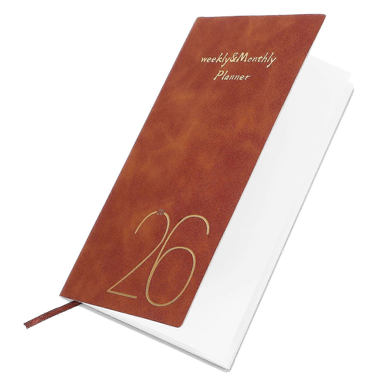 Planner Weekly Notebook A6 Portable Planner Organizer For Professionals Creatives Time Management Brown 17.40X9.70X0.90CM 1Set