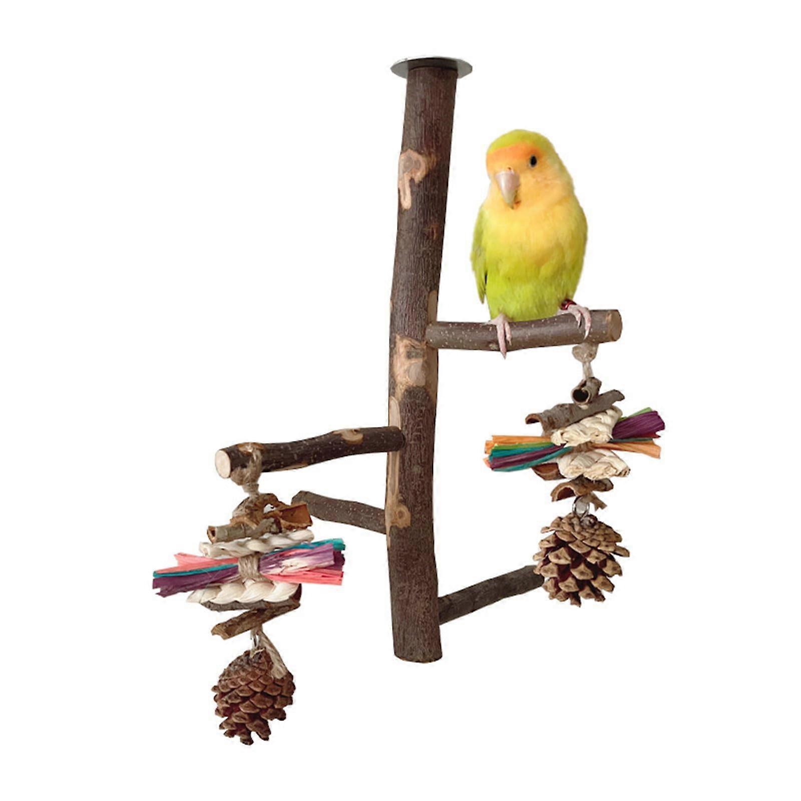 Wooden parrot perch, hanging chew toy, natural material, safe and comfortable