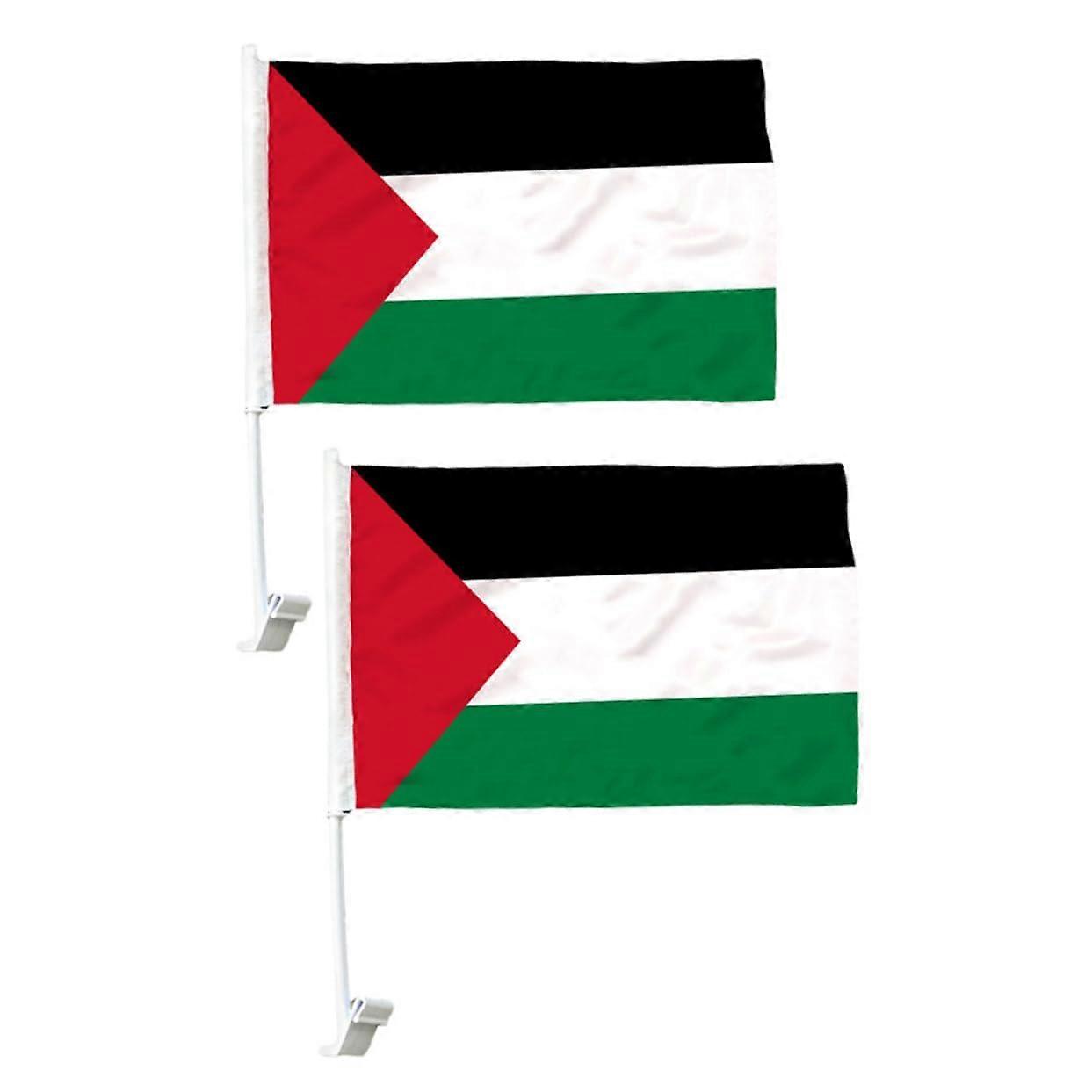 Palestinian Flag Car Set of 2, Decorative Window Flags with Poles, Small National Vehicle Flags for Patriotic Events