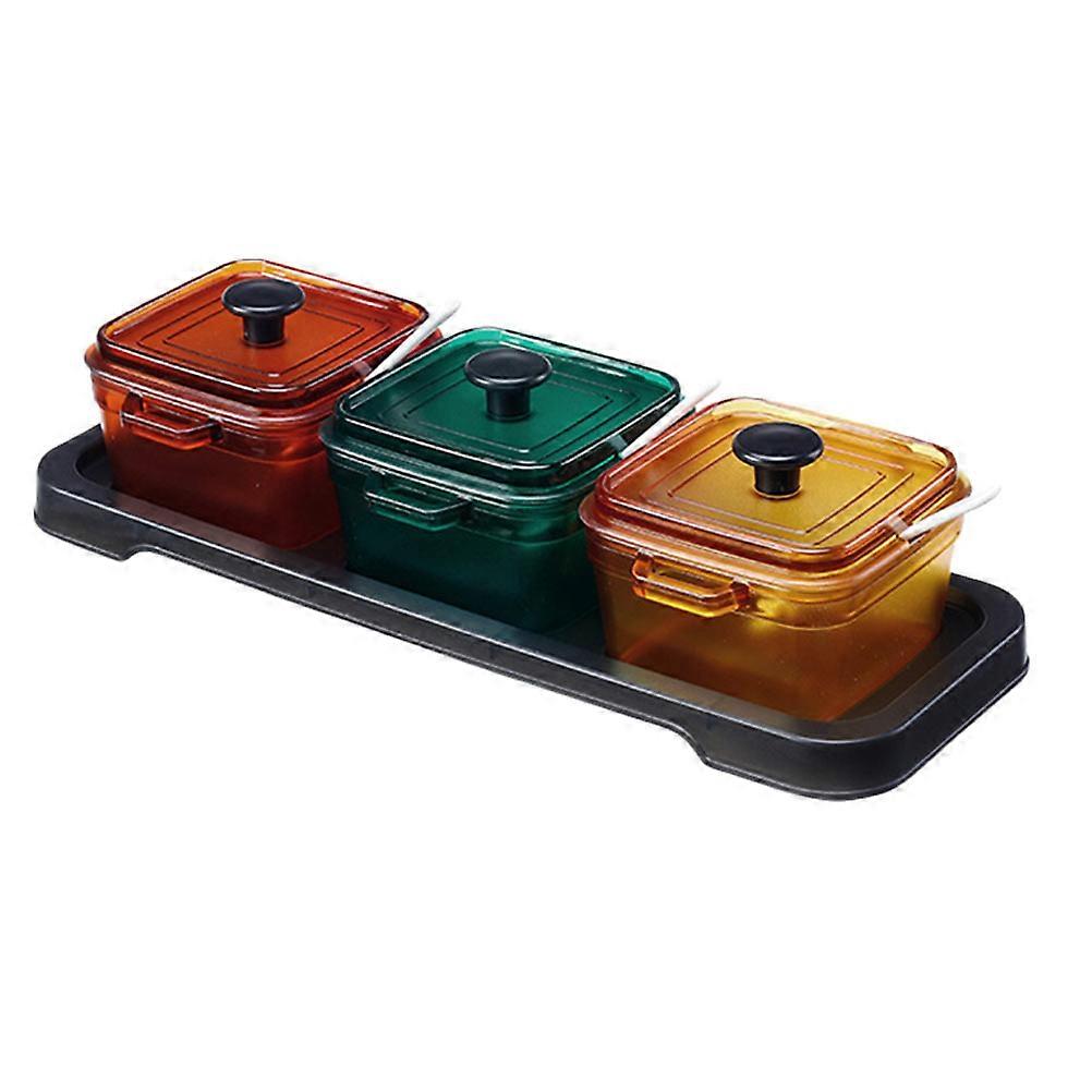Creative Seasoning Boxes with Spoon Lid for Kitchen Made of Various Colors Available