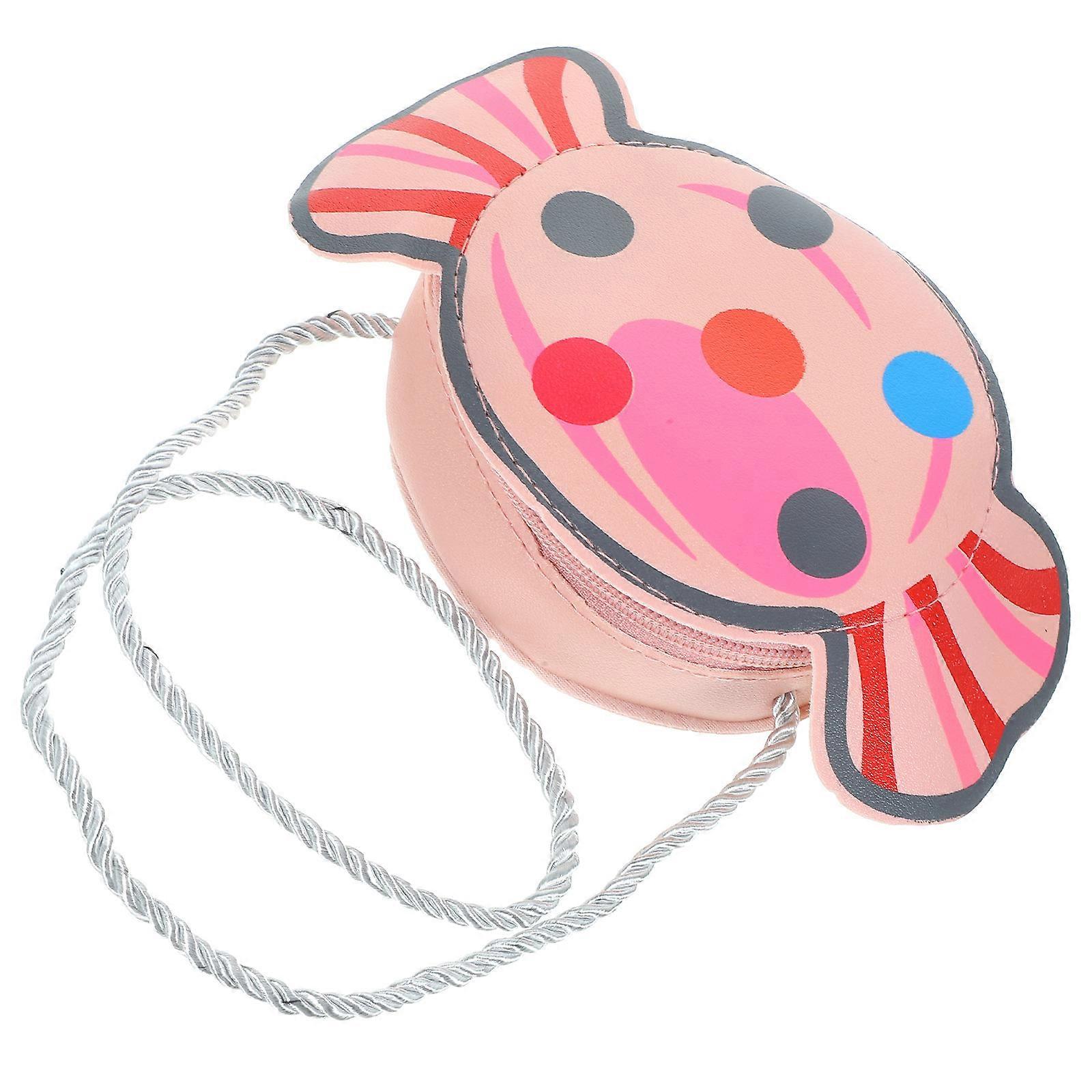 Candy Shaped Mini Cross Body Bag For Children In Pink Color Designed For Outing 1Pc Storage Pouch