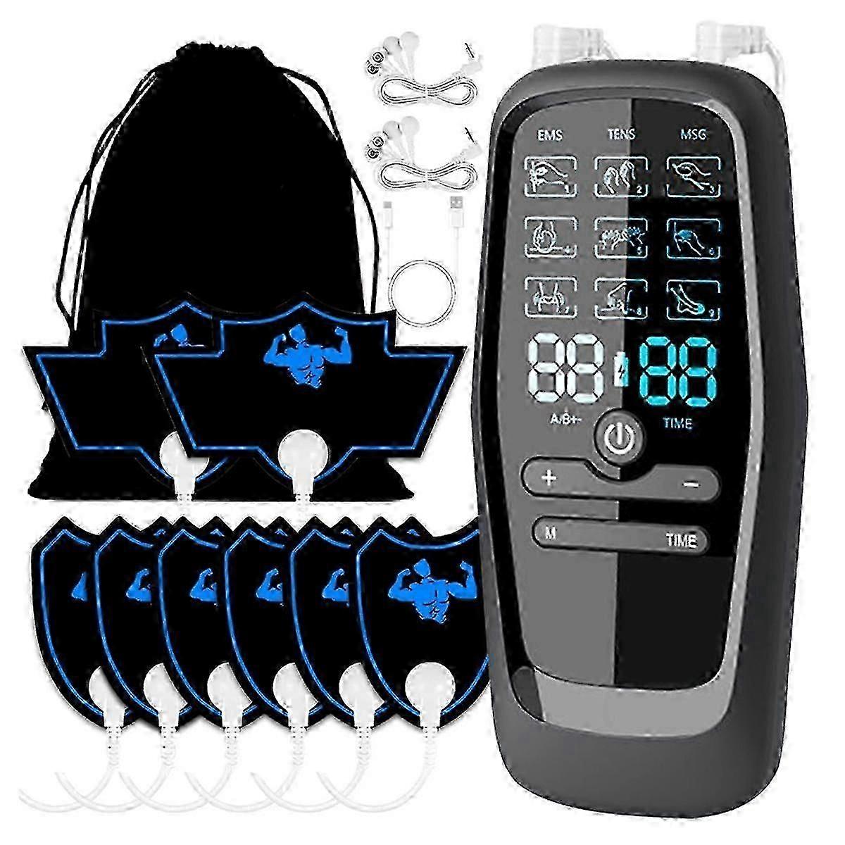 محفز العضلات لوحدة EMS TENS المحمول الاحترافي لتخفيف آلام الظهر والرقبة والجسم