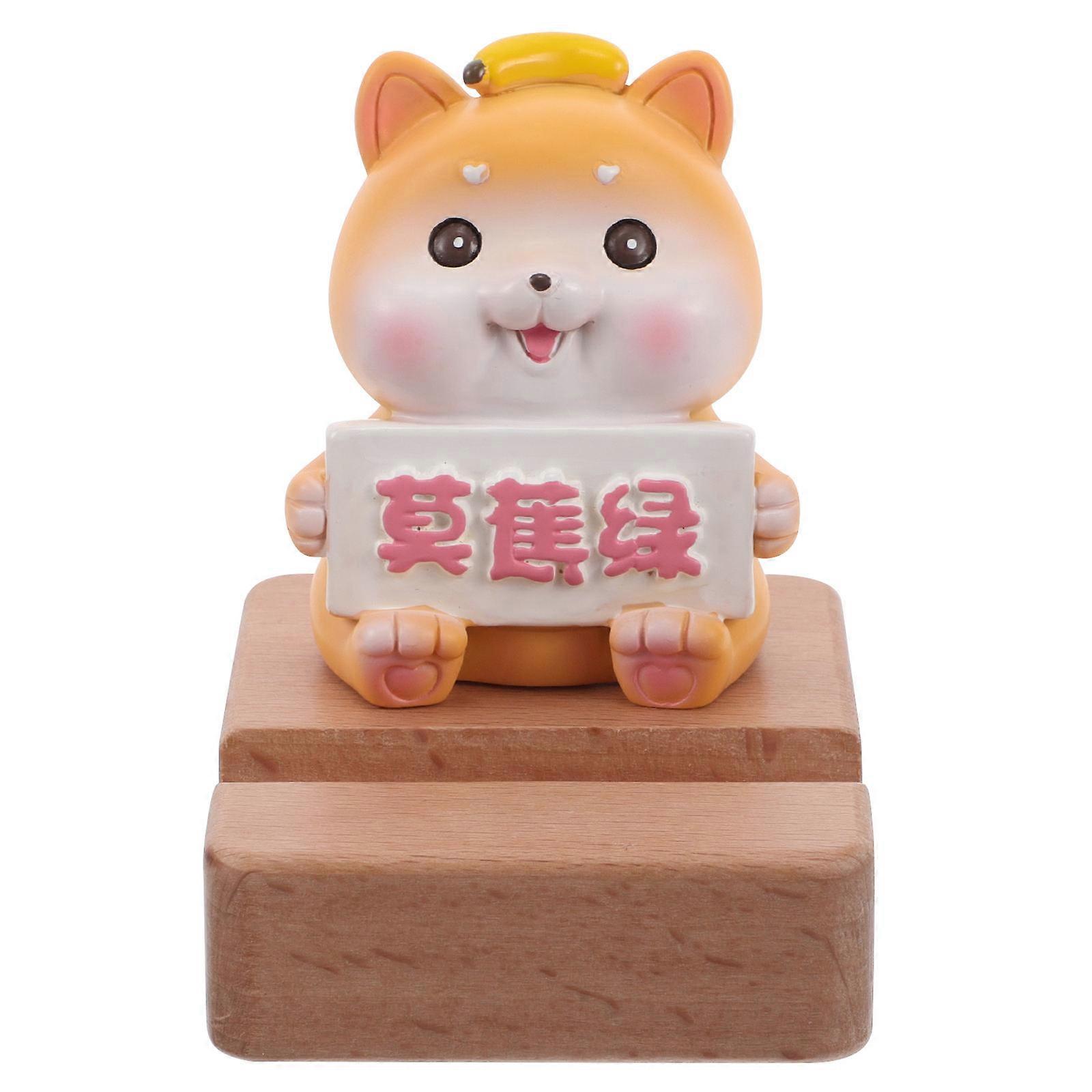 Whimsical Wooden Phone Stand 2Pcs Cute Dog Statue For All Mobile Phones Great For Home Use And Office Use With Sturdy Support Design