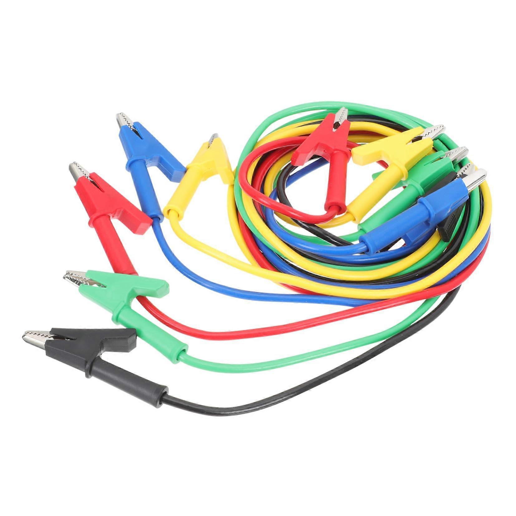Pack of 5 Power Cords with Crocodile Clip Test Leads PVC Colourful