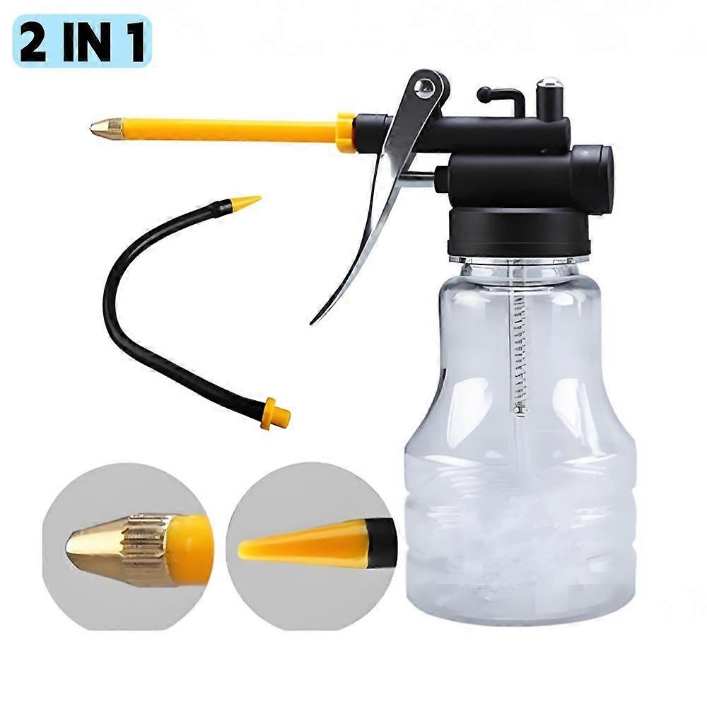 250ml Grease Gun Oil Pump Plastic Transparent High Pressure Oiler Manual Oiling Gun Lubrication Oil Can Bottle with Rigid Spout
