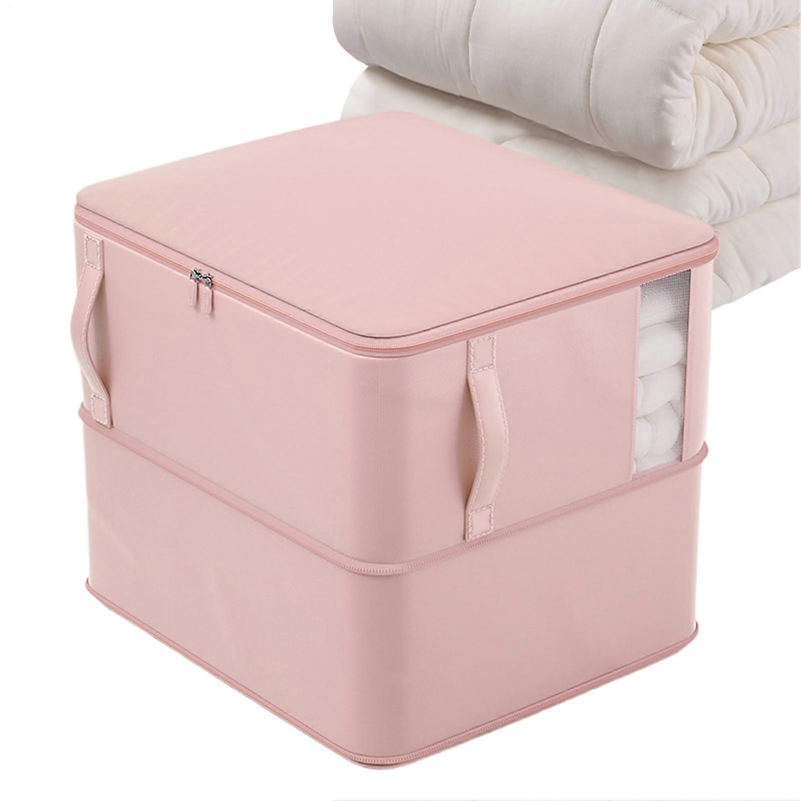 Bedding Storage Bags For Duvets and Blankets | Compressible Storage Bags, Reusable Stackable Organizers, Pink Large Size