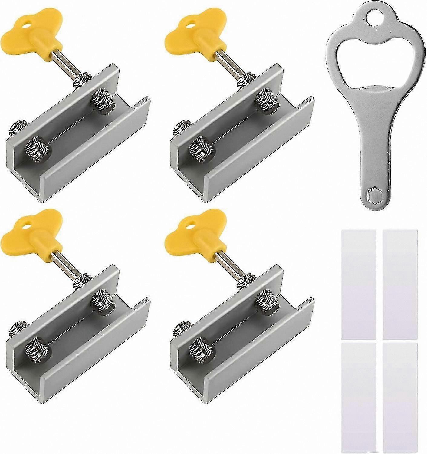 Adjustable Sliding Window Lock with Stopper for Enhanced Security, Silver (4 Pack)
