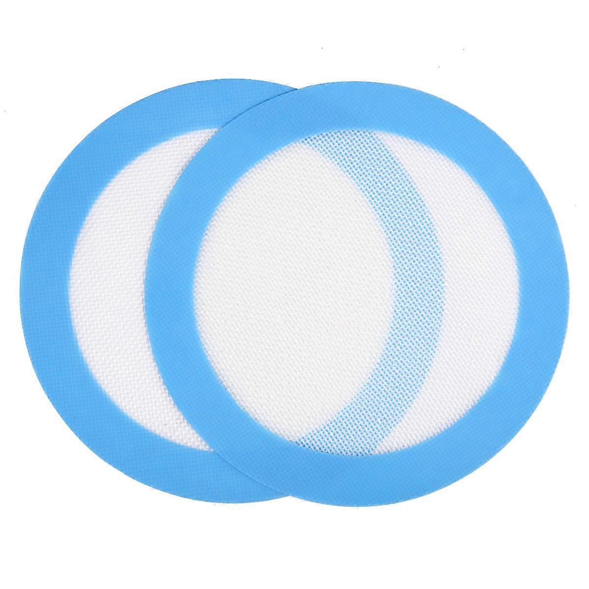 BESTONZON 2 Pcs Silicone Baking Mat Round Heat Resistant Barbecue Mat Non-stick Baking Sheet Liner (20CM, Blue)