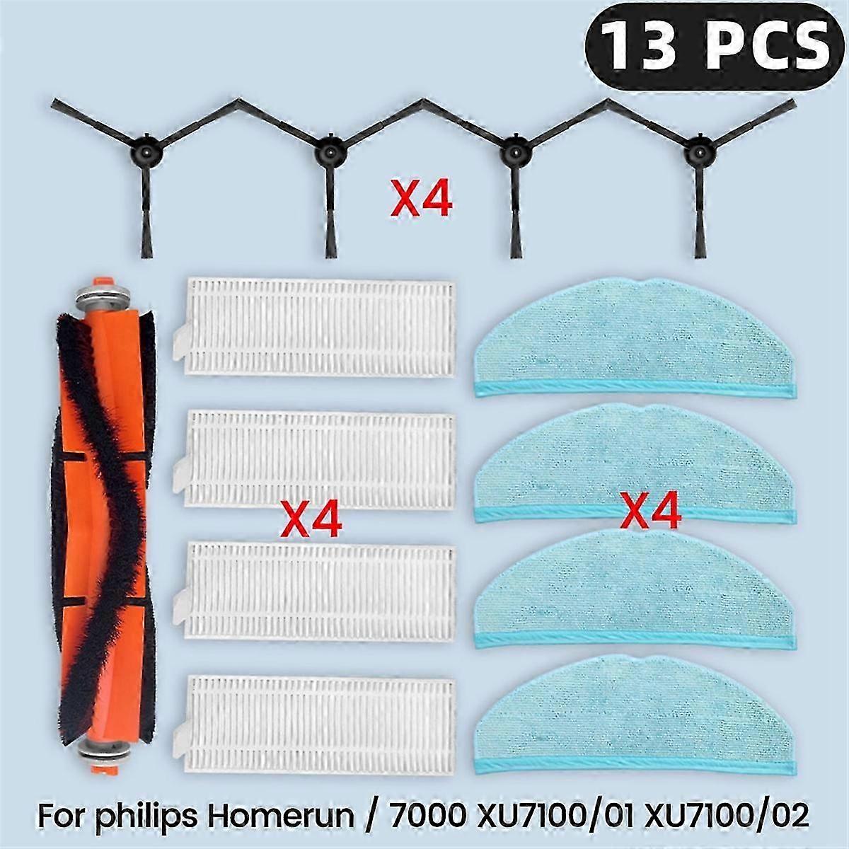 For Philips Homerun Serie 7000 XU7100/01 XU7100/02 Replacement Parts Filter Main Side Brush Mop Clot